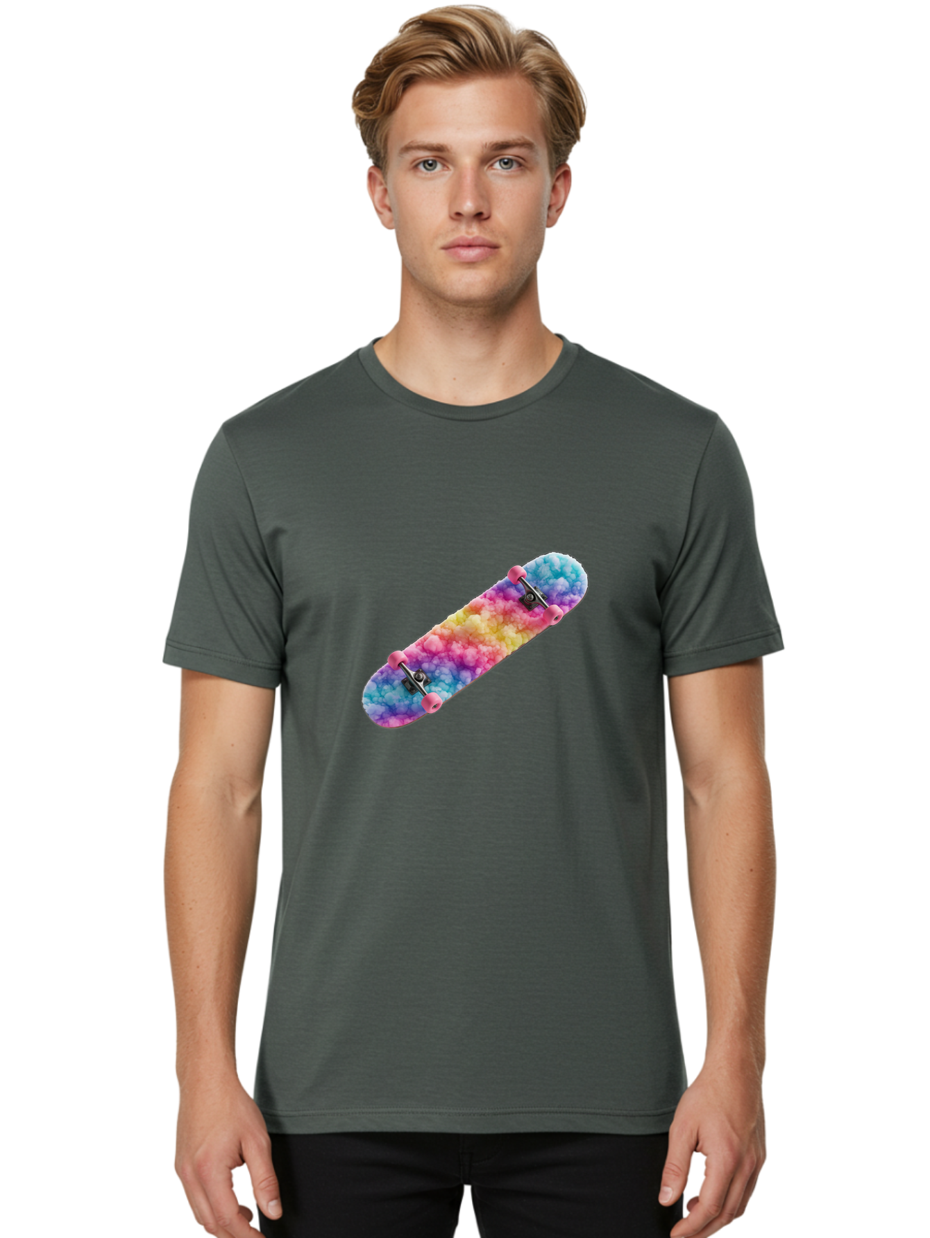 Tie-Dye-Skateboard Men'S Graphic Tee, 100% Cotton, Comfortable Casual Summer Wear, Machine Washable, Vintage Camera, Old Camera, Antique Camera, Black Camera, Classic Photography, Photography Equipment, Nostalgic Device, Film Camera, Ban759