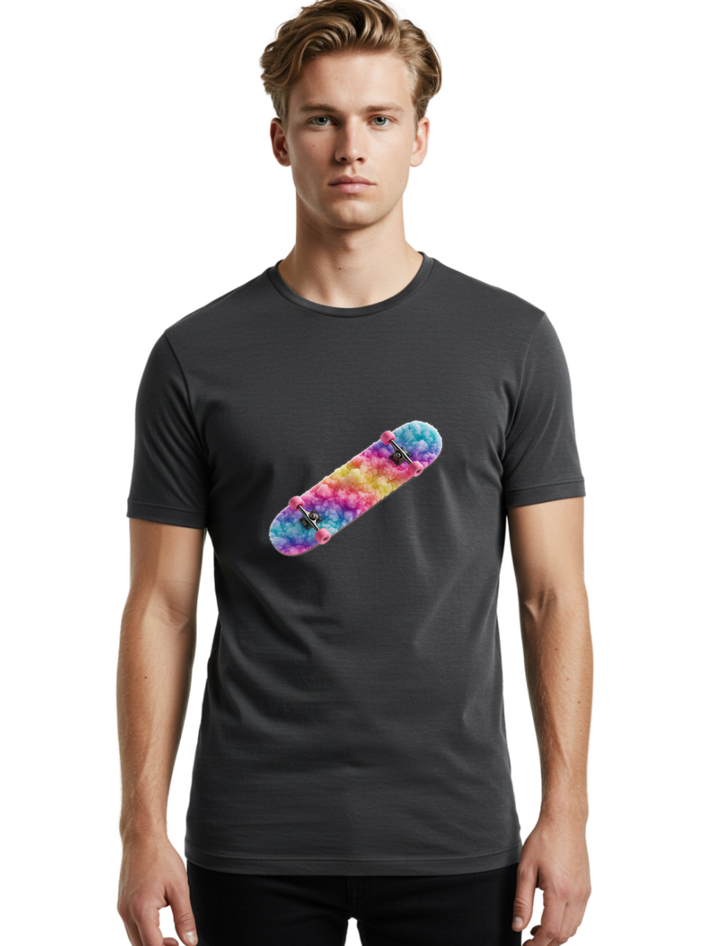 Tie-Dye-Skateboard Men'S Graphic Tee, 100% Cotton, Comfortable Casual Summer Wear, Machine Washable, Vintage Camera, Old Camera, Antique Camera, Black Camera, Classic Photography, Photography Equipment, Nostalgic Device, Film Camera, Ban759