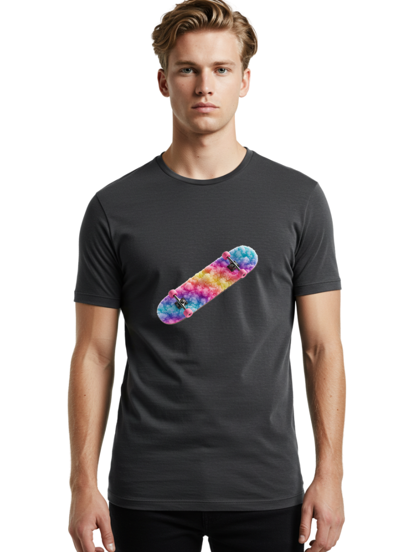 Tie-Dye-Skateboard Men'S Graphic Tee, 100% Cotton, Comfortable Casual Summer Wear, Machine Washable, Vintage Camera, Old Camera, Antique Camera, Black Camera, Classic Photography, Photography Equipment, Nostalgic Device, Film Camera, Ban759