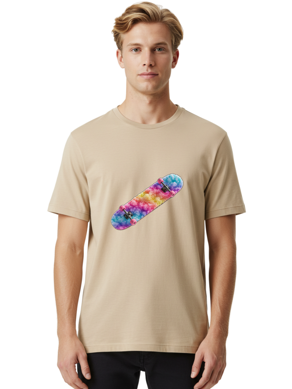 Tie-Dye-Skateboard Men'S Graphic Tee, 100% Cotton, Comfortable Casual Summer Wear, Machine Washable, Vintage Camera, Old Camera, Antique Camera, Black Camera, Classic Photography, Photography Equipment, Nostalgic Device, Film Camera, Ban759