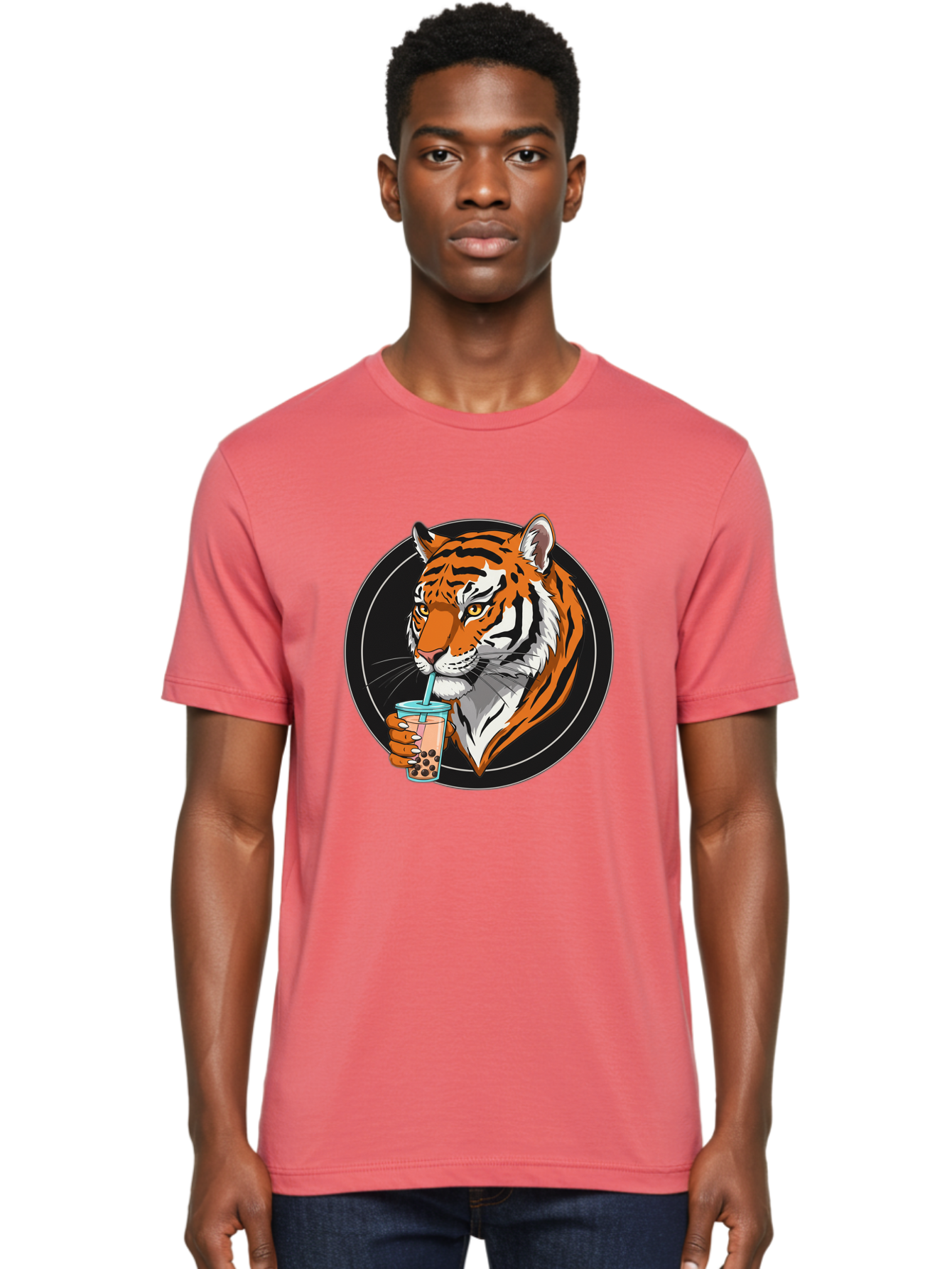 Tiger-Bubble-Tea-1 Men'S Graphic Tee, 100% Cotton, Comfortable Casual Summer Wear, Machine Washable, Vintage Camera, Old Camera, Antique Camera, Black Camera, Classic Photography, Photography Equipment, Nostalgic Device, Film Camera, Ban760