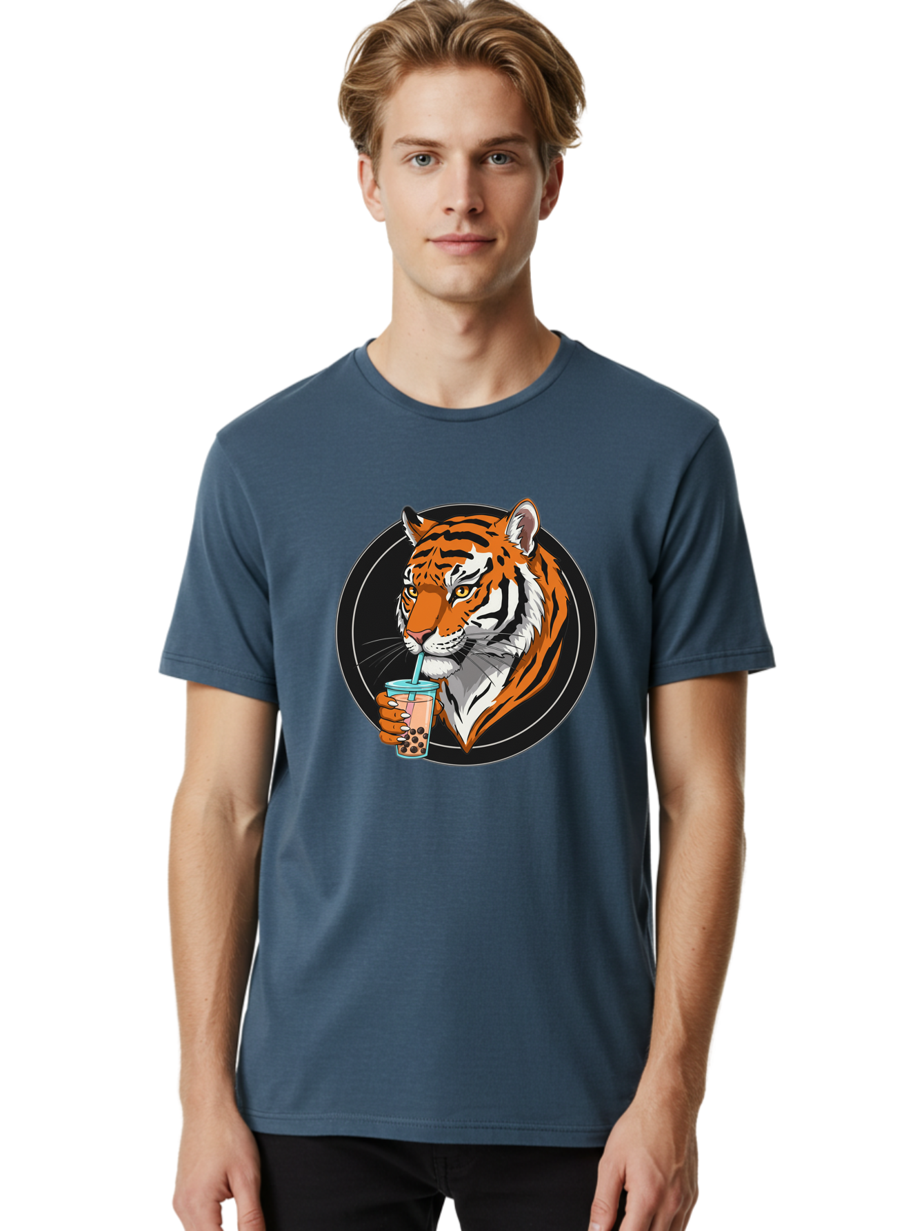 Tiger-Bubble-Tea-1 Men'S Graphic Tee, 100% Cotton, Comfortable Casual Summer Wear, Machine Washable, Vintage Camera, Old Camera, Antique Camera, Black Camera, Classic Photography, Photography Equipment, Nostalgic Device, Film Camera, Ban760