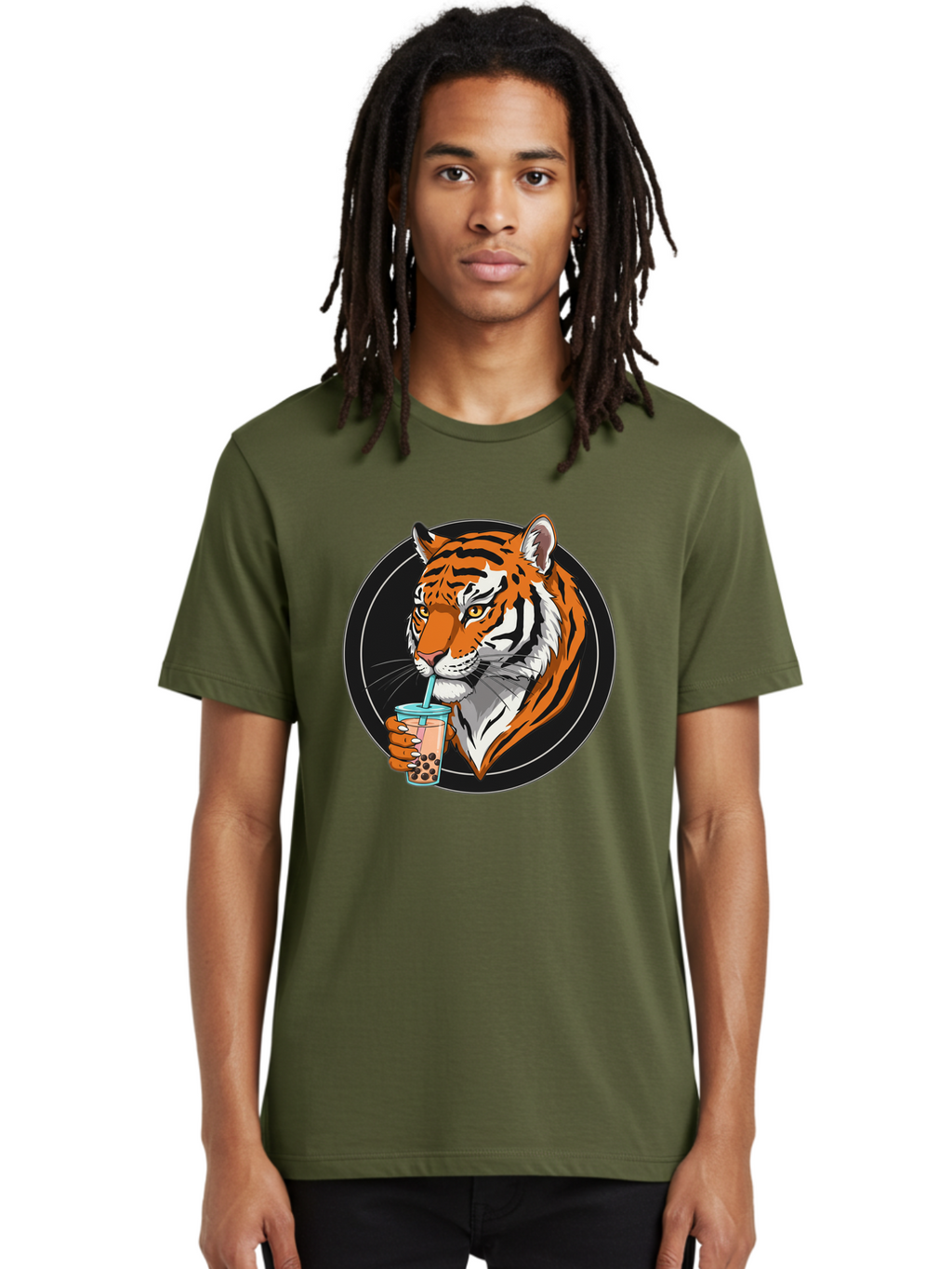 Tiger-Bubble-Tea-1 Men'S Graphic Tee, 100% Cotton, Comfortable Casual Summer Wear, Machine Washable, Vintage Camera, Old Camera, Antique Camera, Black Camera, Classic Photography, Photography Equipment, Nostalgic Device, Film Camera, Ban760