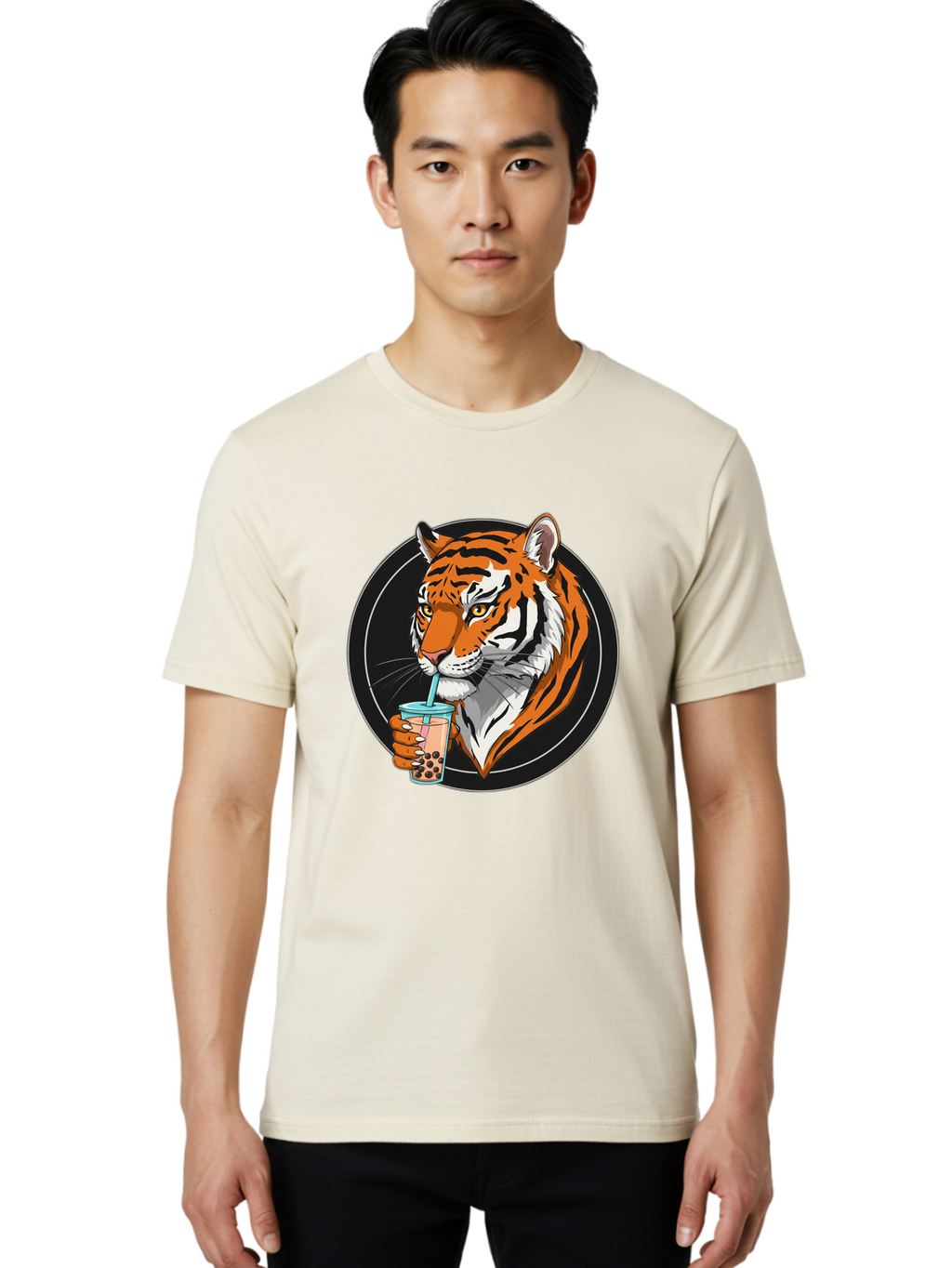 Tiger-Bubble-Tea-1 Men'S Graphic Tee, 100% Cotton, Comfortable Casual Summer Wear, Machine Washable, Vintage Camera, Old Camera, Antique Camera, Black Camera, Classic Photography, Photography Equipment, Nostalgic Device, Film Camera, Ban760