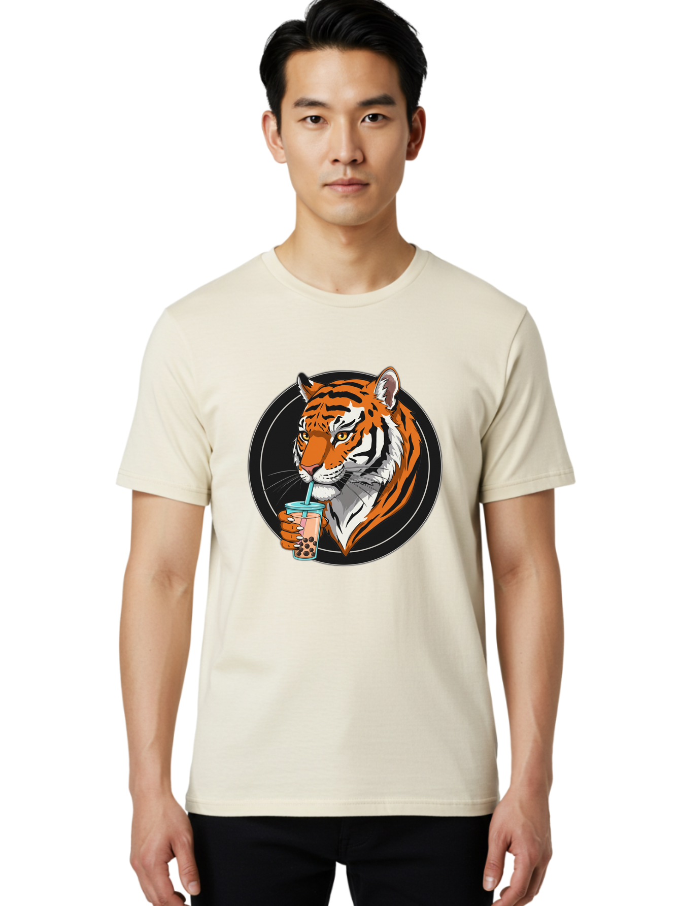 Tiger-Bubble-Tea-1 Men'S Graphic Tee, 100% Cotton, Comfortable Casual Summer Wear, Machine Washable, Vintage Camera, Old Camera, Antique Camera, Black Camera, Classic Photography, Photography Equipment, Nostalgic Device, Film Camera, Ban760