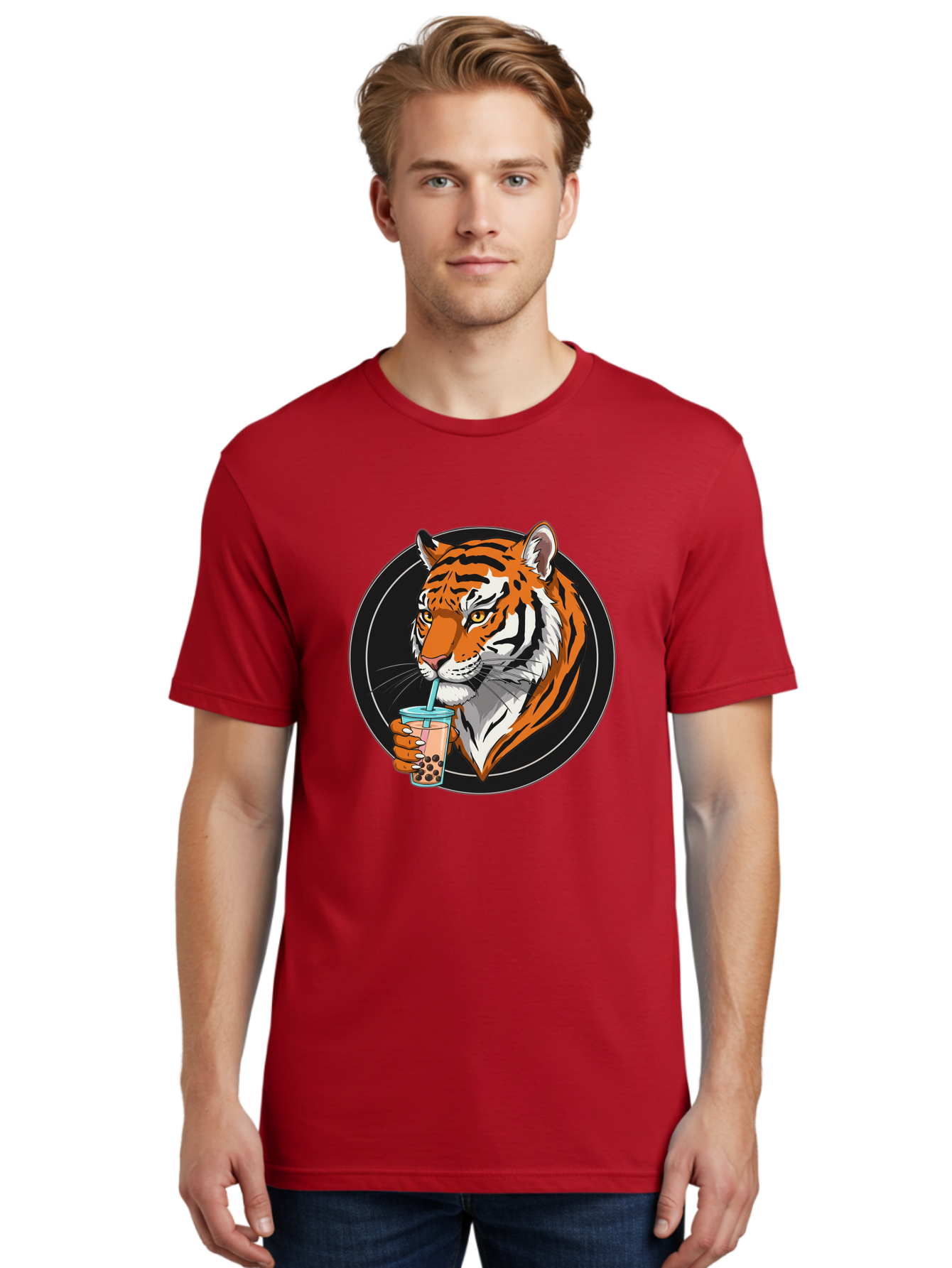 Tiger-Bubble-Tea-1 Men'S Graphic Tee, 100% Cotton, Comfortable Casual Summer Wear, Machine Washable, Vintage Camera, Old Camera, Antique Camera, Black Camera, Classic Photography, Photography Equipment, Nostalgic Device, Film Camera, Ban760