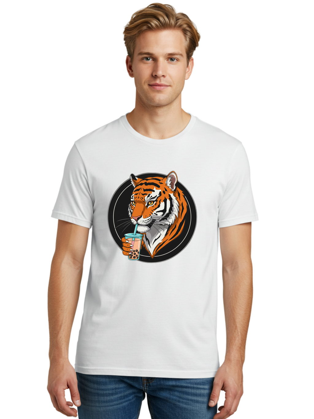 Tiger-Bubble-Tea-1 Men'S Graphic Tee, 100% Cotton, Comfortable Casual Summer Wear, Machine Washable, Vintage Camera, Old Camera, Antique Camera, Black Camera, Classic Photography, Photography Equipment, Nostalgic Device, Film Camera, Ban760