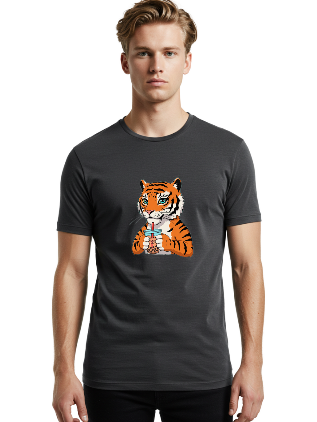 Tiger-Bubble-Tea-2 Men'S Graphic Tee, 100% Cotton, Comfortable Casual Summer Wear, Machine Washable, Vintage Camera, Old Camera, Antique Camera, Black Camera, Classic Photography, Photography Equipment, Nostalgic Device, Film Camera, Ban761