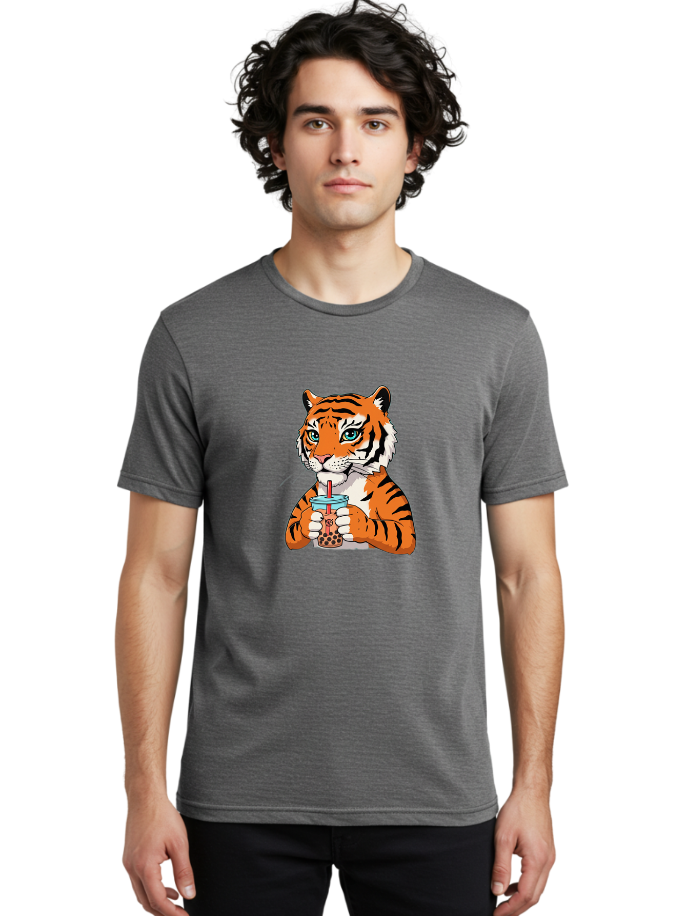 Tiger-Bubble-Tea-2 Men'S Graphic Tee, 100% Cotton, Comfortable Casual Summer Wear, Machine Washable, Vintage Camera, Old Camera, Antique Camera, Black Camera, Classic Photography, Photography Equipment, Nostalgic Device, Film Camera, Ban761