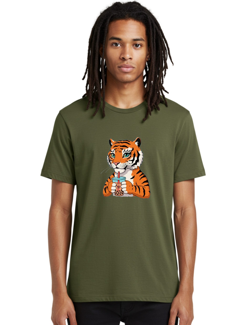 Tiger-Bubble-Tea-2 Men'S Graphic Tee, 100% Cotton, Comfortable Casual Summer Wear, Machine Washable, Vintage Camera, Old Camera, Antique Camera, Black Camera, Classic Photography, Photography Equipment, Nostalgic Device, Film Camera, Ban761