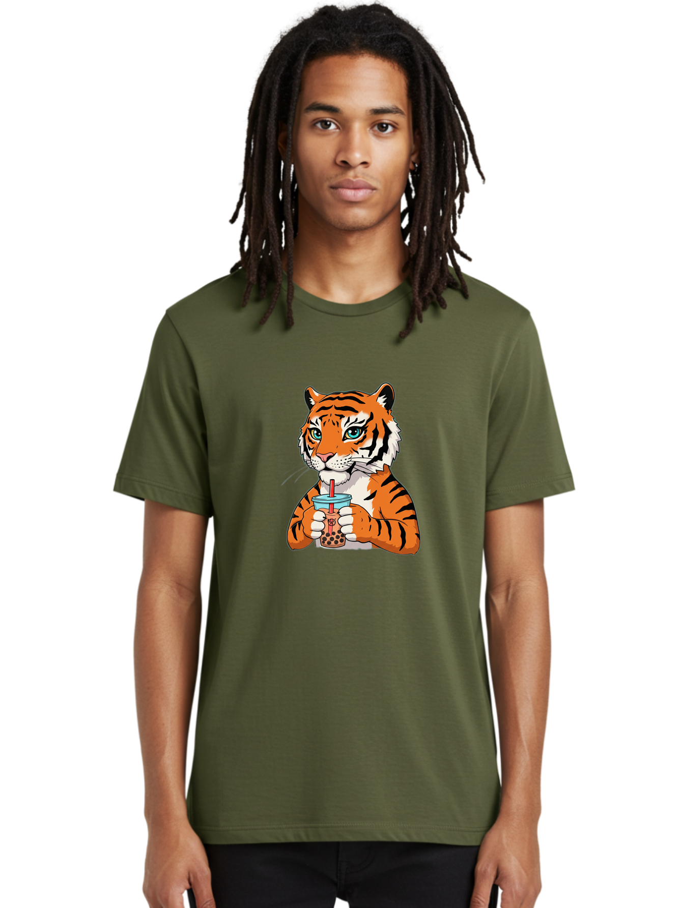 Tiger-Bubble-Tea-2 Men'S Graphic Tee, 100% Cotton, Comfortable Casual Summer Wear, Machine Washable, Vintage Camera, Old Camera, Antique Camera, Black Camera, Classic Photography, Photography Equipment, Nostalgic Device, Film Camera, Ban761