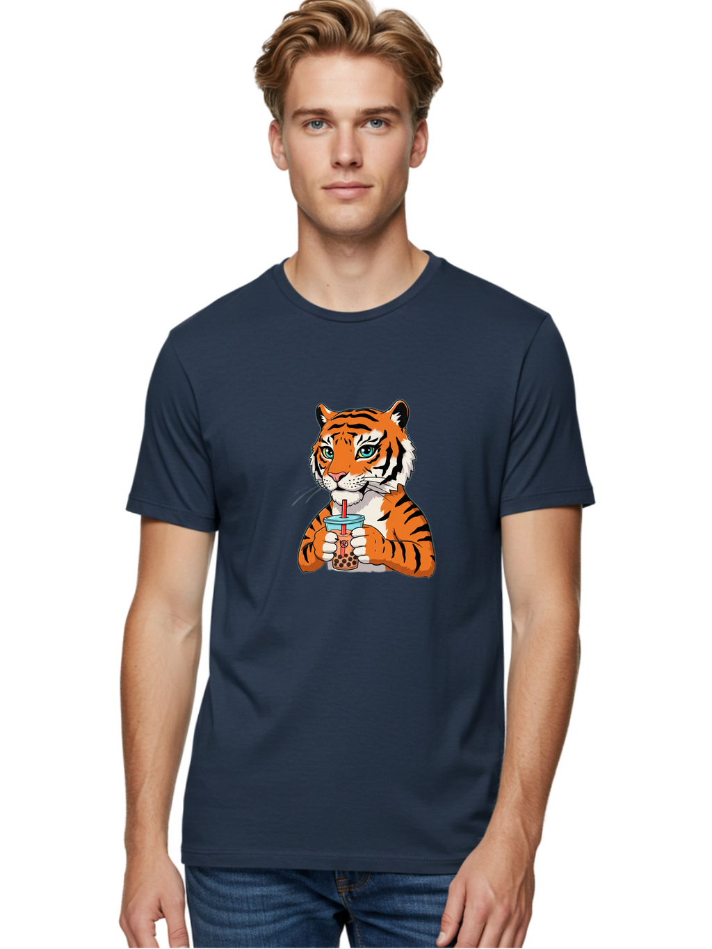 Tiger-Bubble-Tea-2 Men'S Graphic Tee, 100% Cotton, Comfortable Casual Summer Wear, Machine Washable, Vintage Camera, Old Camera, Antique Camera, Black Camera, Classic Photography, Photography Equipment, Nostalgic Device, Film Camera, Ban761