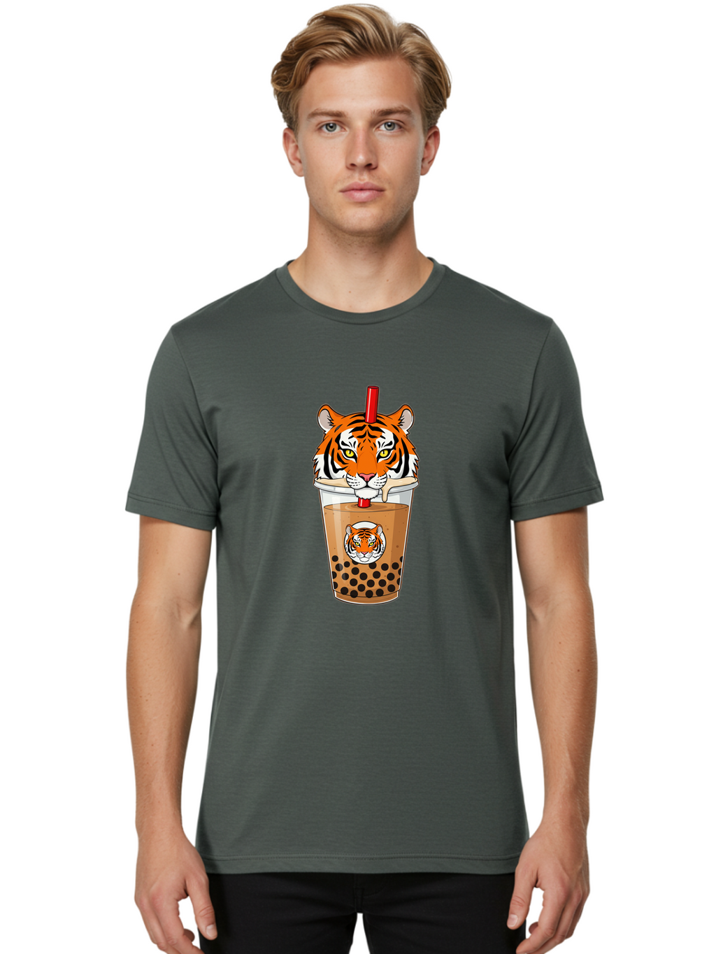 Tiger-Bubble-Tea Men'S Graphic Tee, 100% Cotton, Comfortable Casual Summer Wear, Machine Washable, Vintage Camera, Old Camera, Antique Camera, Black Camera, Classic Photography, Photography Equipment, Nostalgic Device, Film Camera, Camera Art Ban762
