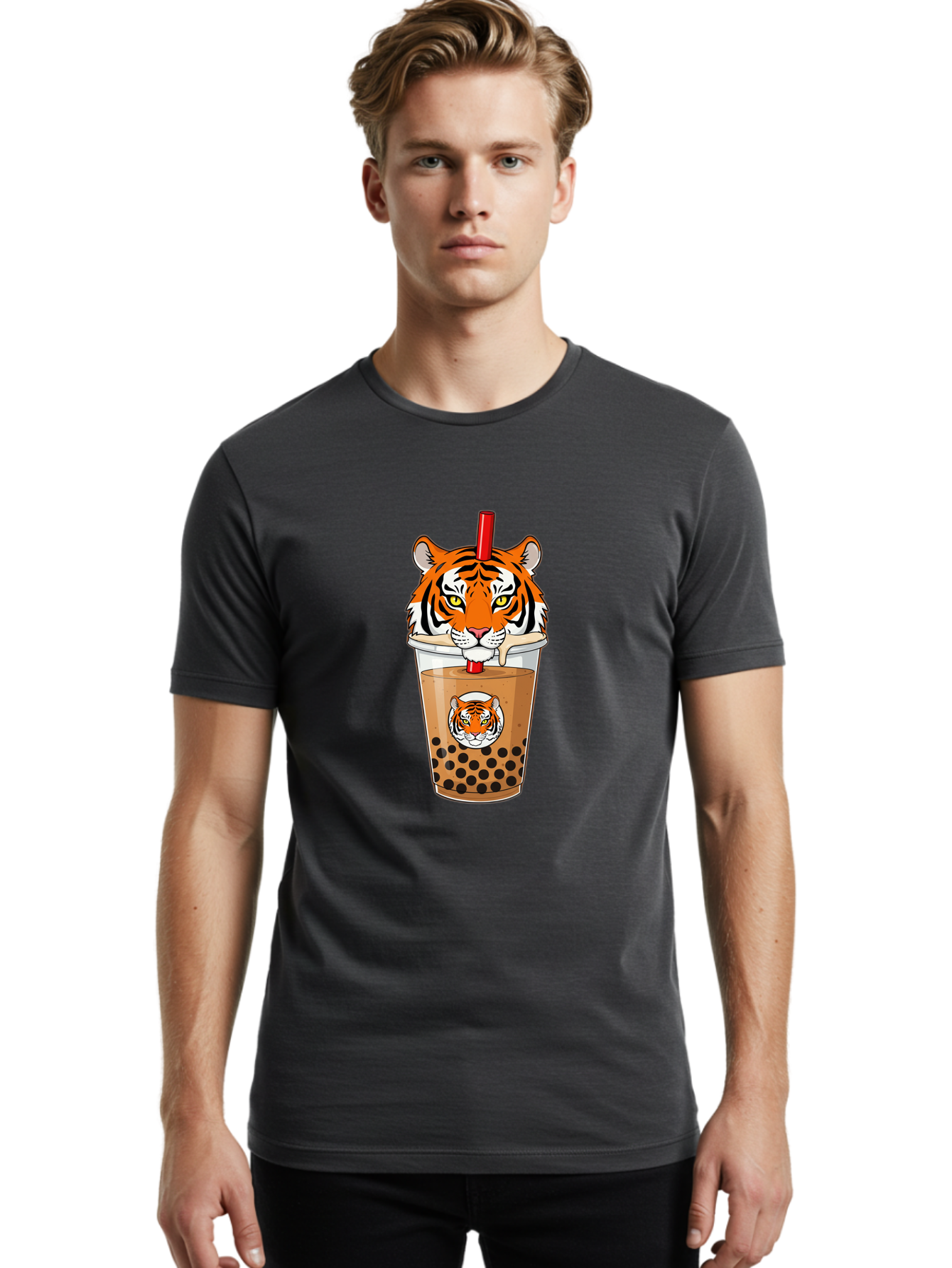 Tiger-Bubble-Tea Men'S Graphic Tee, 100% Cotton, Comfortable Casual Summer Wear, Machine Washable, Vintage Camera, Old Camera, Antique Camera, Black Camera, Classic Photography, Photography Equipment, Nostalgic Device, Film Camera, Camera Art Ban762