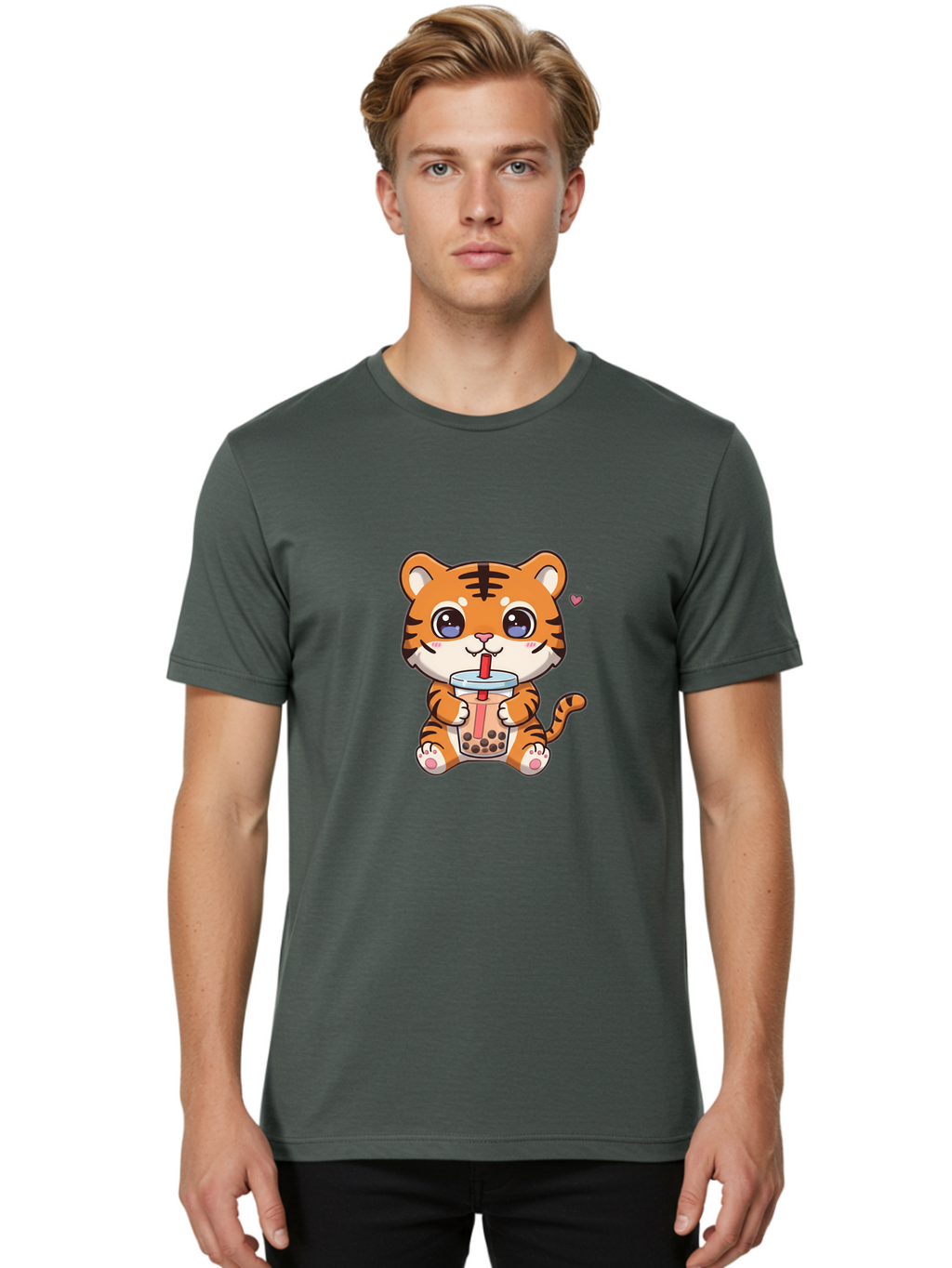 Tiger-Drinking-Boba-1 Men'S Graphic Tee, 100% Cotton, Comfortable Casual Summer Wear, Machine Washable, Vintage Camera, Old Camera, Antique Camera, Black Camera, Classic Photography, Photography Equipment, Nostalgic Device, Film Camera, Ban763