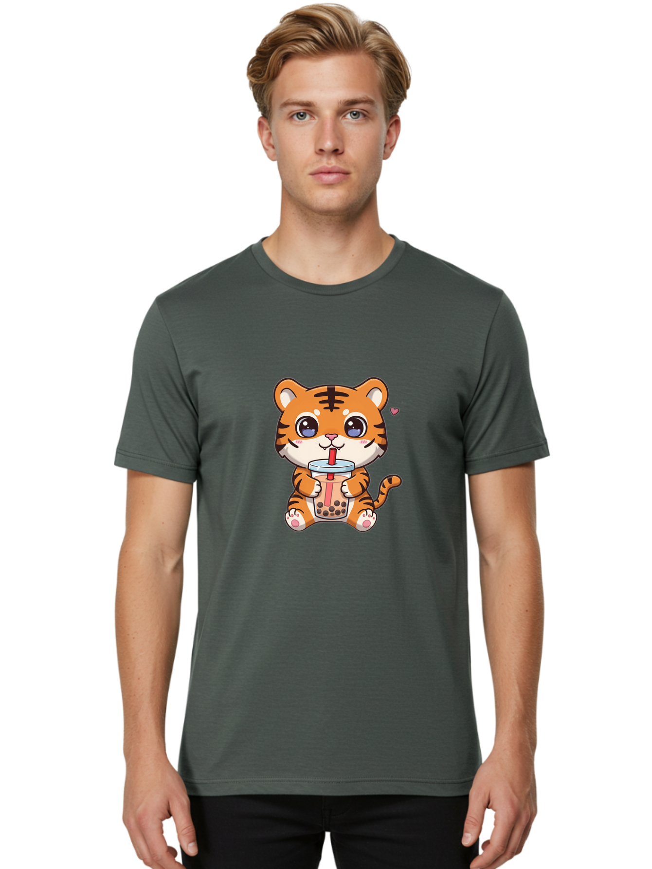 Tiger-Drinking-Boba-1 Men'S Graphic Tee, 100% Cotton, Comfortable Casual Summer Wear, Machine Washable, Vintage Camera, Old Camera, Antique Camera, Black Camera, Classic Photography, Photography Equipment, Nostalgic Device, Film Camera, Ban763