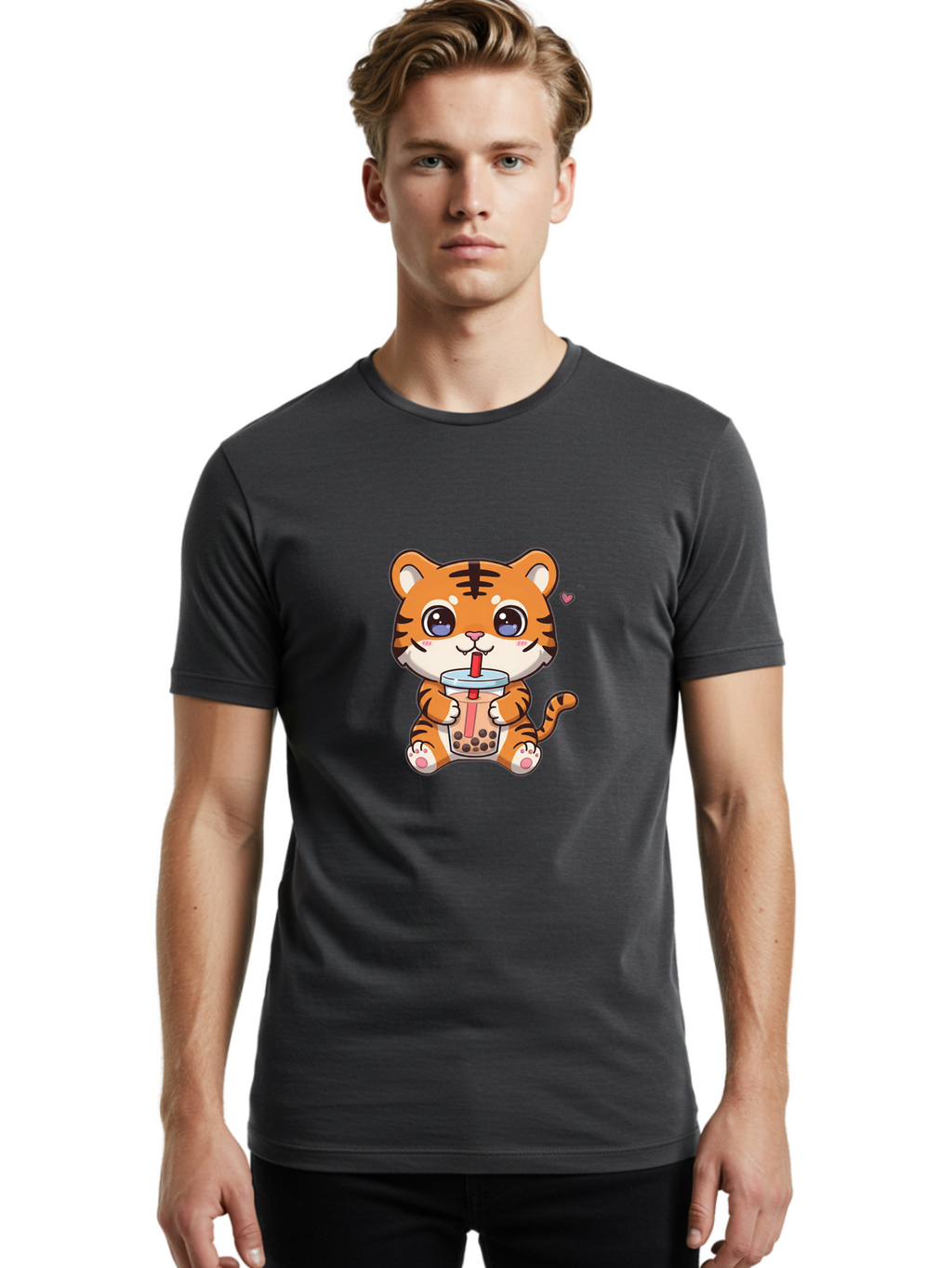 Tiger-Drinking-Boba-1 Men'S Graphic Tee, 100% Cotton, Comfortable Casual Summer Wear, Machine Washable, Vintage Camera, Old Camera, Antique Camera, Black Camera, Classic Photography, Photography Equipment, Nostalgic Device, Film Camera, Ban763