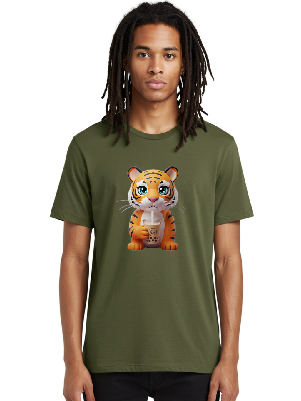 Tiger-Drinking-Boba-2 Men'S Graphic Tee, 100% Cotton, Comfortable Casual Summer Wear, Machine Washable, Vintage Camera, Old Camera, Antique Camera, Black Camera, Classic Photography, Photography Equipment, Nostalgic Device, Film Camera, Ban764