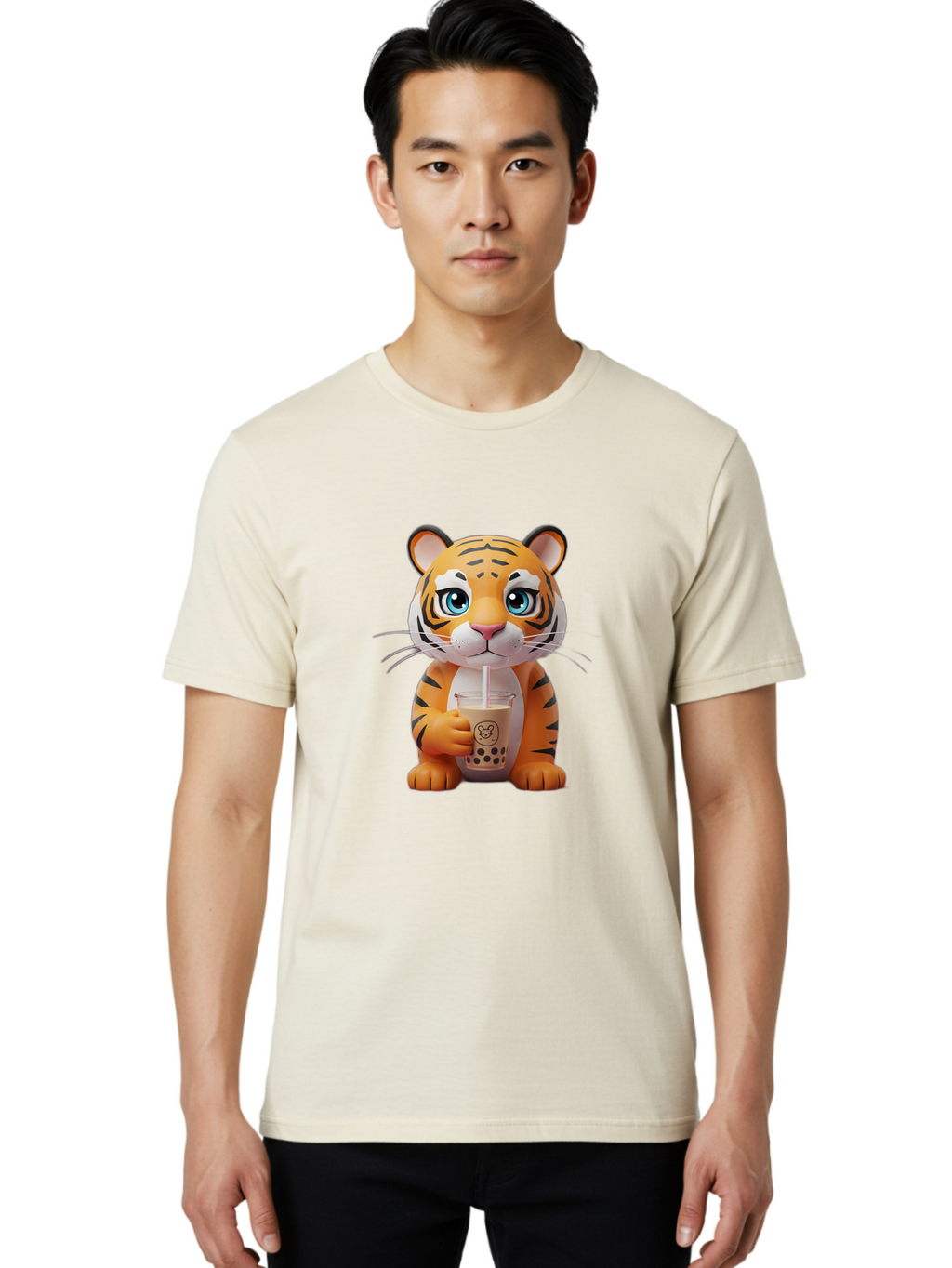 Tiger-Drinking-Boba-2 Men'S Graphic Tee, 100% Cotton, Comfortable Casual Summer Wear, Machine Washable, Vintage Camera, Old Camera, Antique Camera, Black Camera, Classic Photography, Photography Equipment, Nostalgic Device, Film Camera, Ban764
