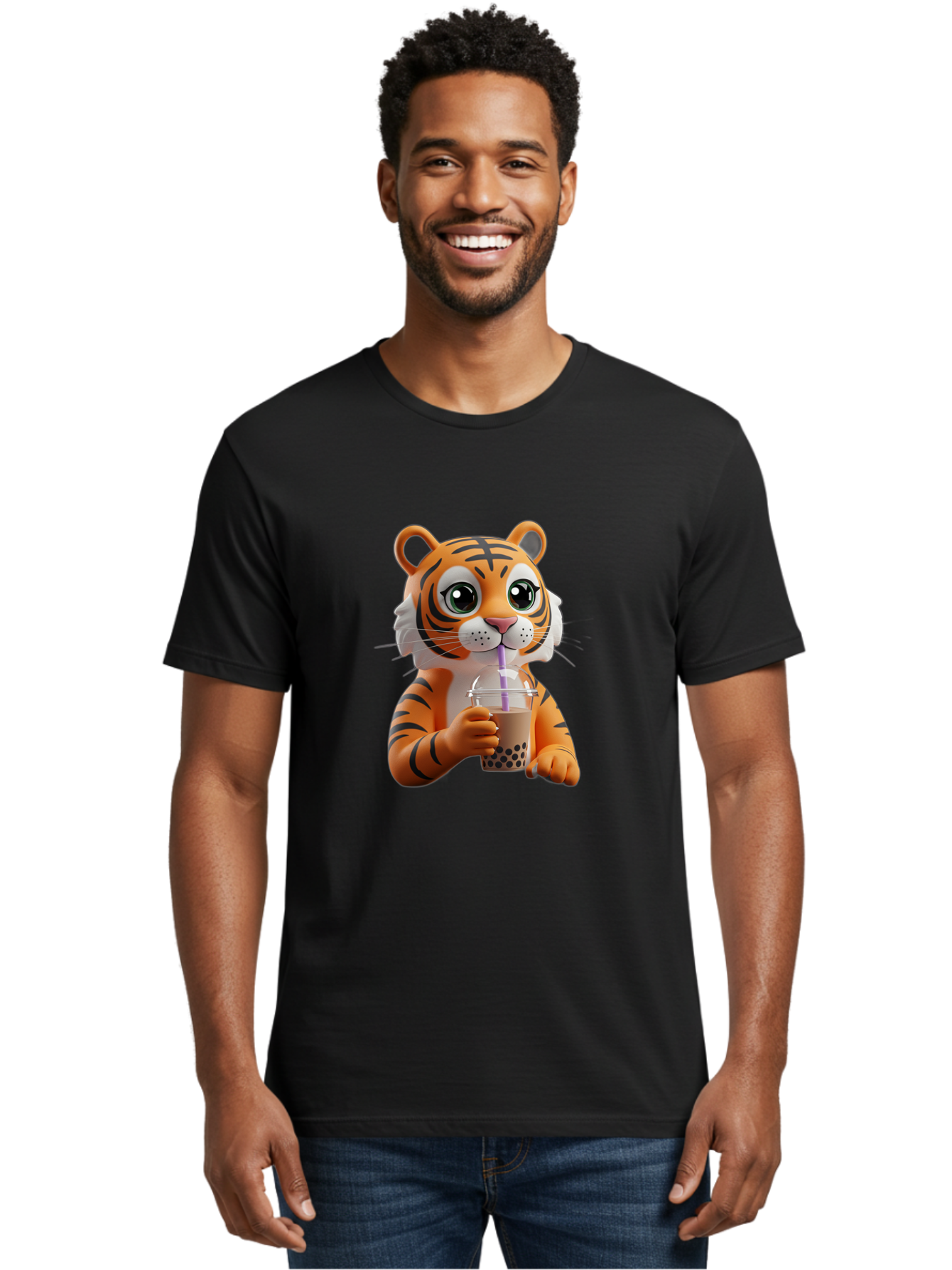 Tiger-Drinking-Boba-Tea Men'S Graphic Tee, 100% Cotton, Comfortable Casual Summer Wear, Machine Washable, Vintage Camera, Old Camera, Antique Camera, Black Camera, Classic Photography, Photography Equipment, Nostalgic Device, Film Camera, Ban765