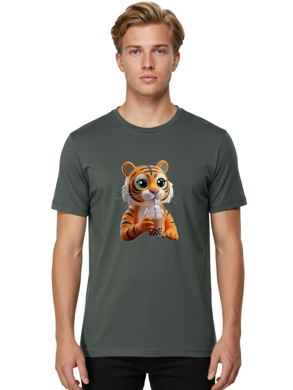 Tiger-Drinking-Boba-Tea Men'S Graphic Tee, 100% Cotton, Comfortable Casual Summer Wear, Machine Washable, Vintage Camera, Old Camera, Antique Camera, Black Camera, Classic Photography, Photography Equipment, Nostalgic Device, Film Camera, Ban765
