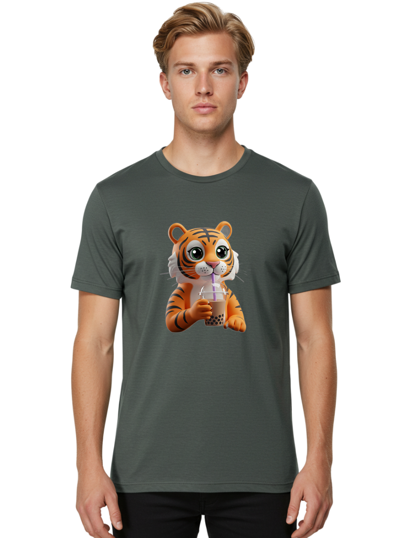Tiger-Drinking-Boba-Tea Men'S Graphic Tee, 100% Cotton, Comfortable Casual Summer Wear, Machine Washable, Vintage Camera, Old Camera, Antique Camera, Black Camera, Classic Photography, Photography Equipment, Nostalgic Device, Film Camera, Ban765