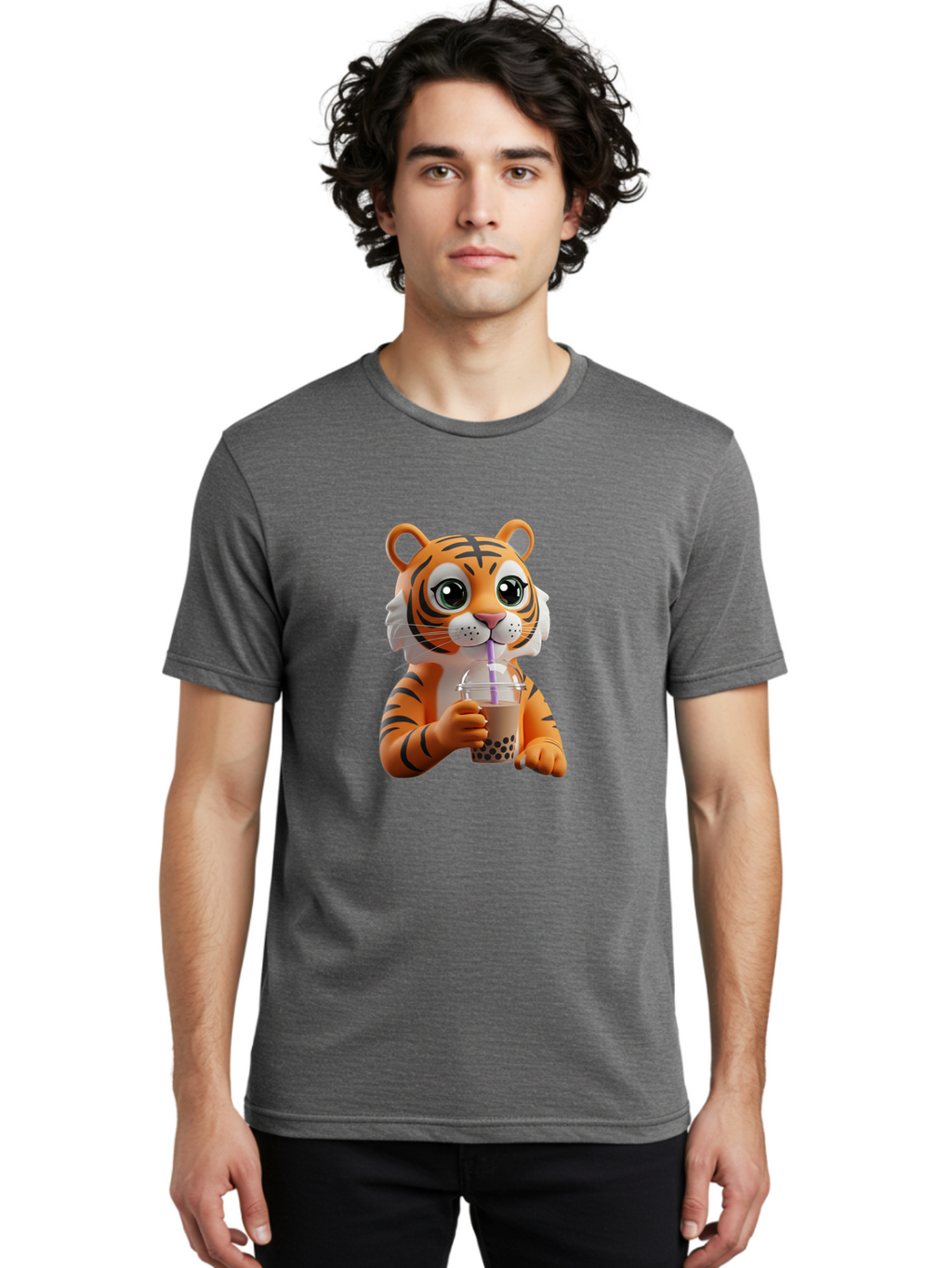 Tiger-Drinking-Boba-Tea Men'S Graphic Tee, 100% Cotton, Comfortable Casual Summer Wear, Machine Washable, Vintage Camera, Old Camera, Antique Camera, Black Camera, Classic Photography, Photography Equipment, Nostalgic Device, Film Camera, Ban765
