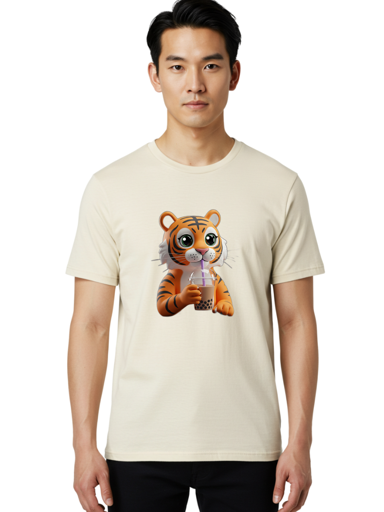 Tiger-Drinking-Boba-Tea Men'S Graphic Tee, 100% Cotton, Comfortable Casual Summer Wear, Machine Washable, Vintage Camera, Old Camera, Antique Camera, Black Camera, Classic Photography, Photography Equipment, Nostalgic Device, Film Camera, Ban765