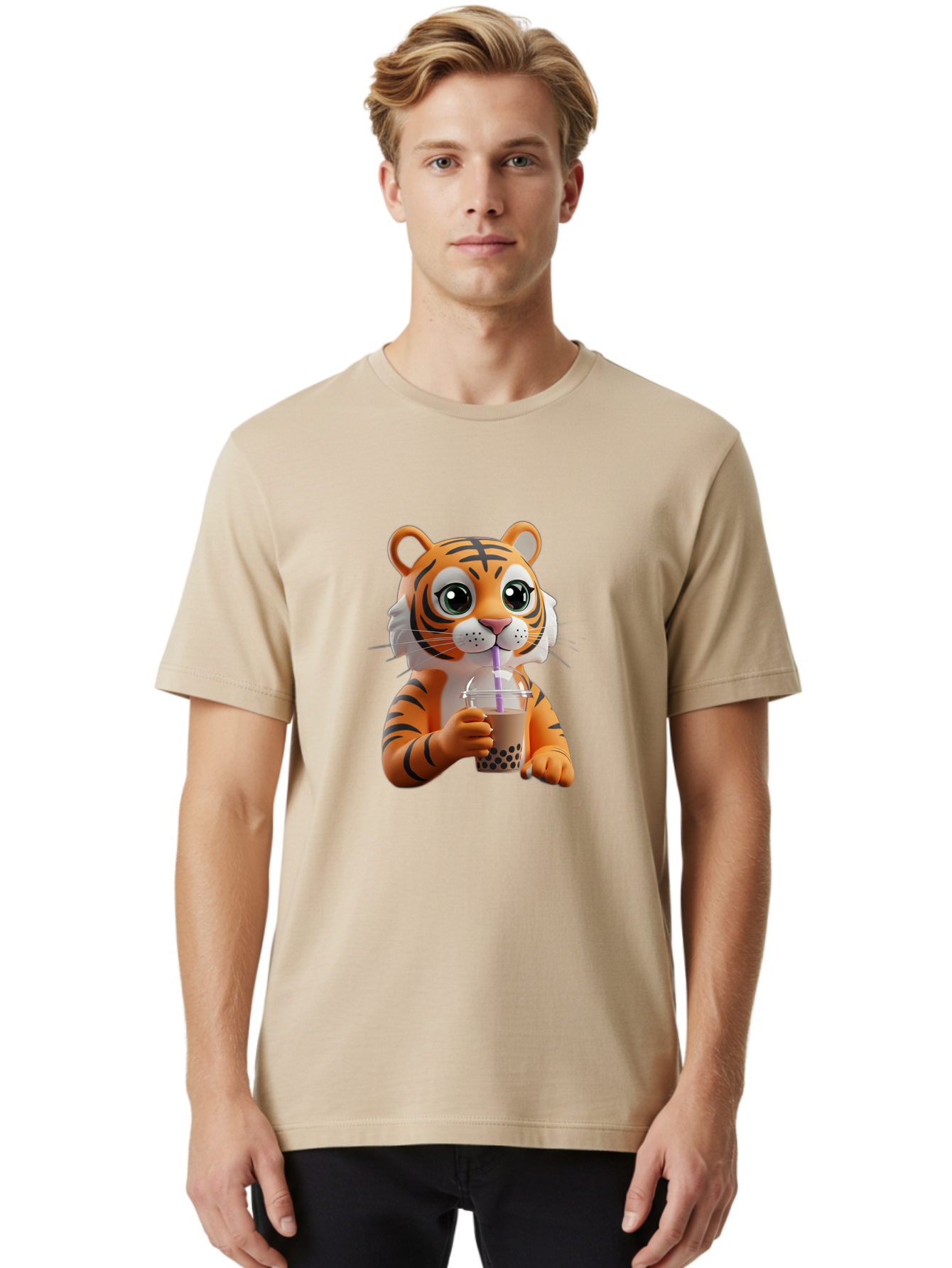 Tiger-Drinking-Boba-Tea Men'S Graphic Tee, 100% Cotton, Comfortable Casual Summer Wear, Machine Washable, Vintage Camera, Old Camera, Antique Camera, Black Camera, Classic Photography, Photography Equipment, Nostalgic Device, Film Camera, Ban765