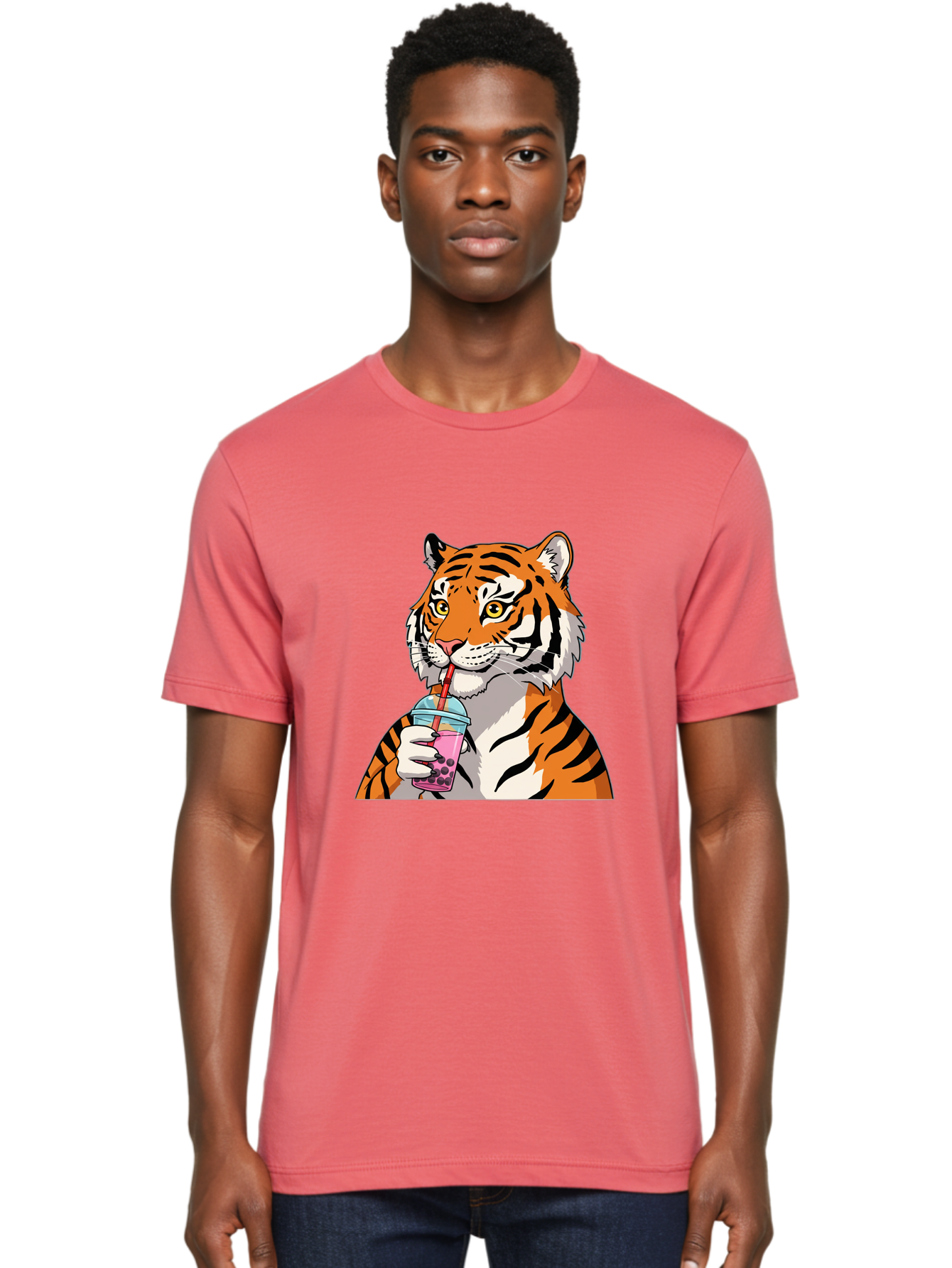 Tiger-Drinking-Bubble-Tea Men'S Graphic Tee, 100% Cotton, Comfortable Casual Summer Wear, Machine Washable, Vintage Camera, Old Camera, Antique Camera, Black Camera, Classic Photography, Photography Equipment, Nostalgic Device, Film Camera, Ban769