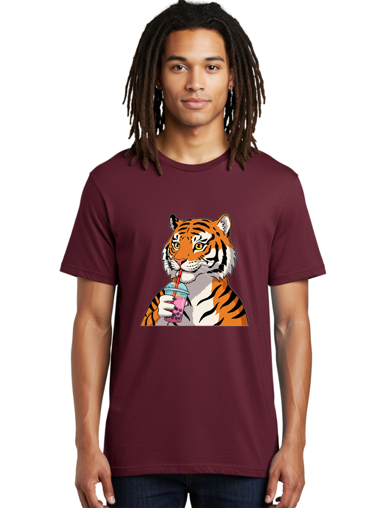 Tiger-Drinking-Bubble-Tea Men'S Graphic Tee, 100% Cotton, Comfortable Casual Summer Wear, Machine Washable, Vintage Camera, Old Camera, Antique Camera, Black Camera, Classic Photography, Photography Equipment, Nostalgic Device, Film Camera, Ban769