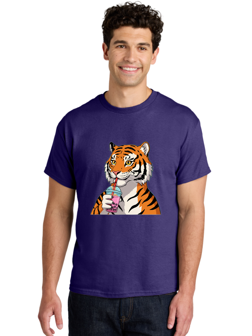 Tiger-Drinking-Bubble-Tea Men'S Graphic Tee, 100% Cotton, Comfortable Casual Summer Wear, Machine Washable, Vintage Camera, Old Camera, Antique Camera, Black Camera, Classic Photography, Photography Equipment, Nostalgic Device, Film Camera, Ban769