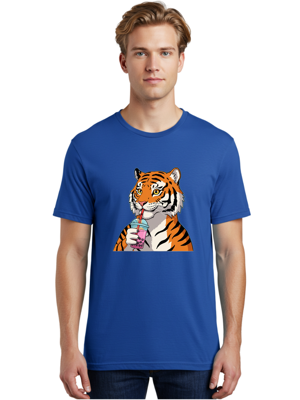 Tiger-Drinking-Bubble-Tea Men'S Graphic Tee, 100% Cotton, Comfortable Casual Summer Wear, Machine Washable, Vintage Camera, Old Camera, Antique Camera, Black Camera, Classic Photography, Photography Equipment, Nostalgic Device, Film Camera, Ban769