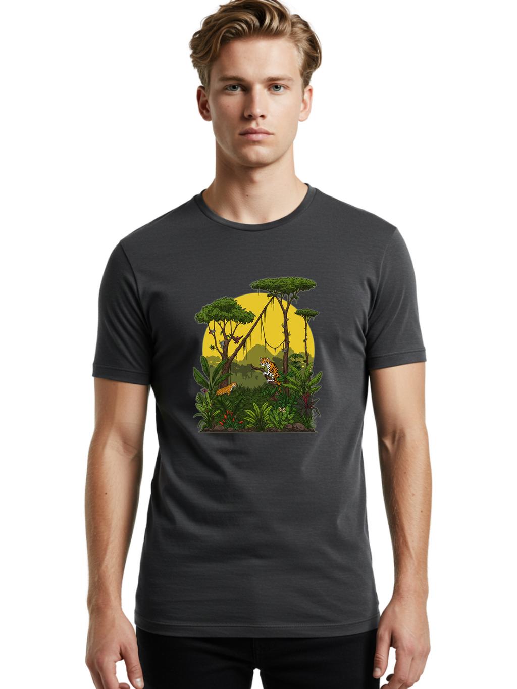 Tigers-In-Jungle Men'S Graphic Tee, 100% Cotton, Comfortable Casual Summer Wear, Machine Washable, Vintage Camera, Old Camera, Antique Camera, Black Camera, Classic Photography, Photography Equipment, Nostalgic Device, Film Camera, Camera Art Ban771