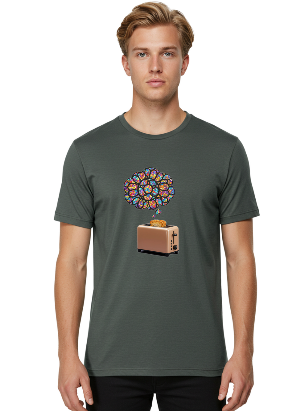 Toast-And-Thought-Bubble Men'S Graphic Tee, 100% Cotton, Comfortable Casual Summer Wear, Machine Washable, Vintage Camera, Old Camera, Antique Camera, Black Camera, Classic Photography, Photography Equipment, Nostalgic Device, Film Camera, Ban778