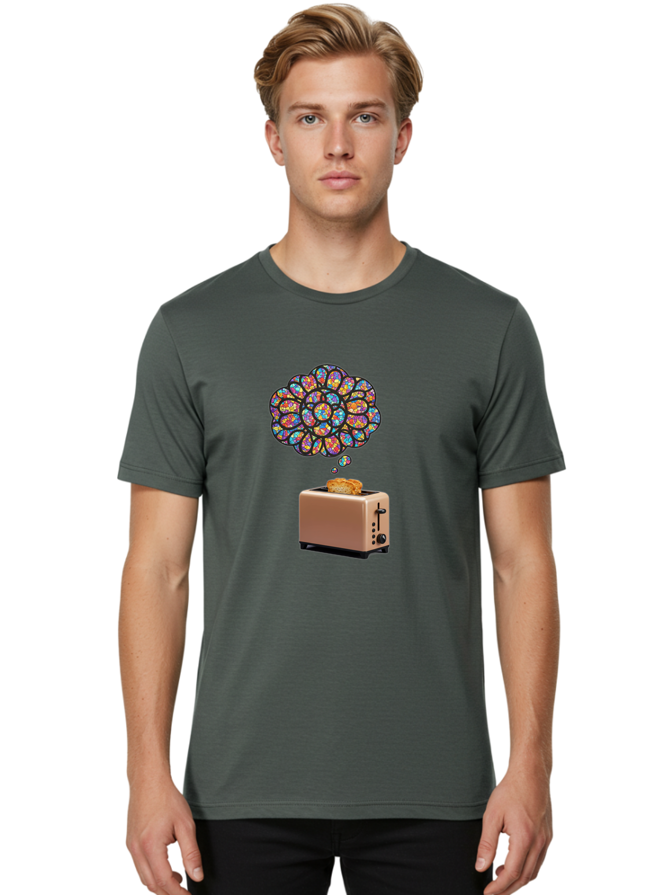Toast-And-Thought-Bubble Men'S Graphic Tee, 100% Cotton, Comfortable Casual Summer Wear, Machine Washable, Vintage Camera, Old Camera, Antique Camera, Black Camera, Classic Photography, Photography Equipment, Nostalgic Device, Film Camera, Ban778