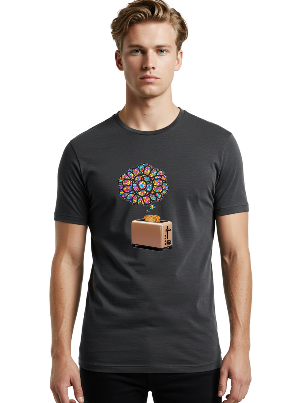 Toast-And-Thought-Bubble Men'S Graphic Tee, 100% Cotton, Comfortable Casual Summer Wear, Machine Washable, Vintage Camera, Old Camera, Antique Camera, Black Camera, Classic Photography, Photography Equipment, Nostalgic Device, Film Camera, Ban778