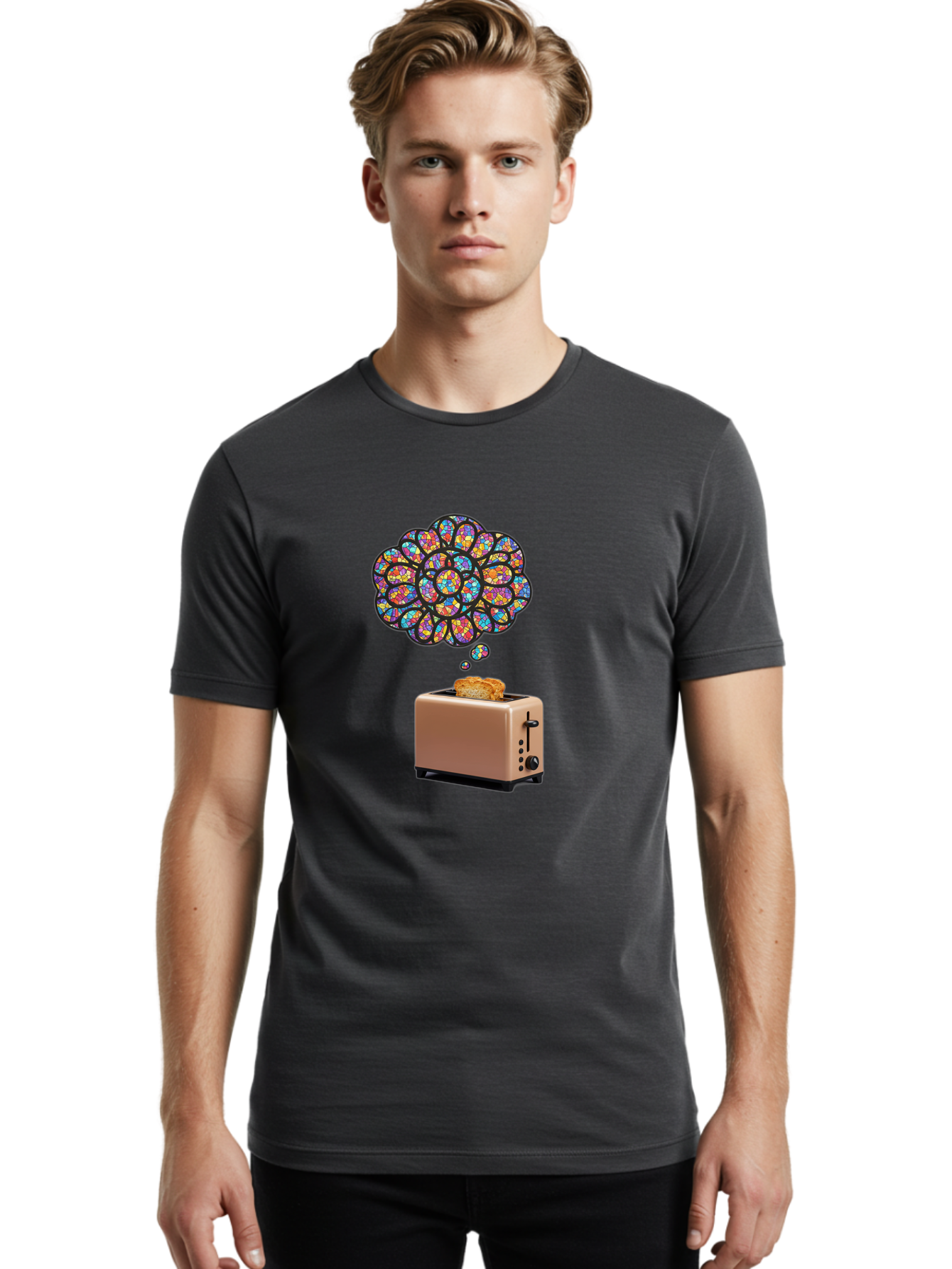 Toast-And-Thought-Bubble Men'S Graphic Tee, 100% Cotton, Comfortable Casual Summer Wear, Machine Washable, Vintage Camera, Old Camera, Antique Camera, Black Camera, Classic Photography, Photography Equipment, Nostalgic Device, Film Camera, Ban778