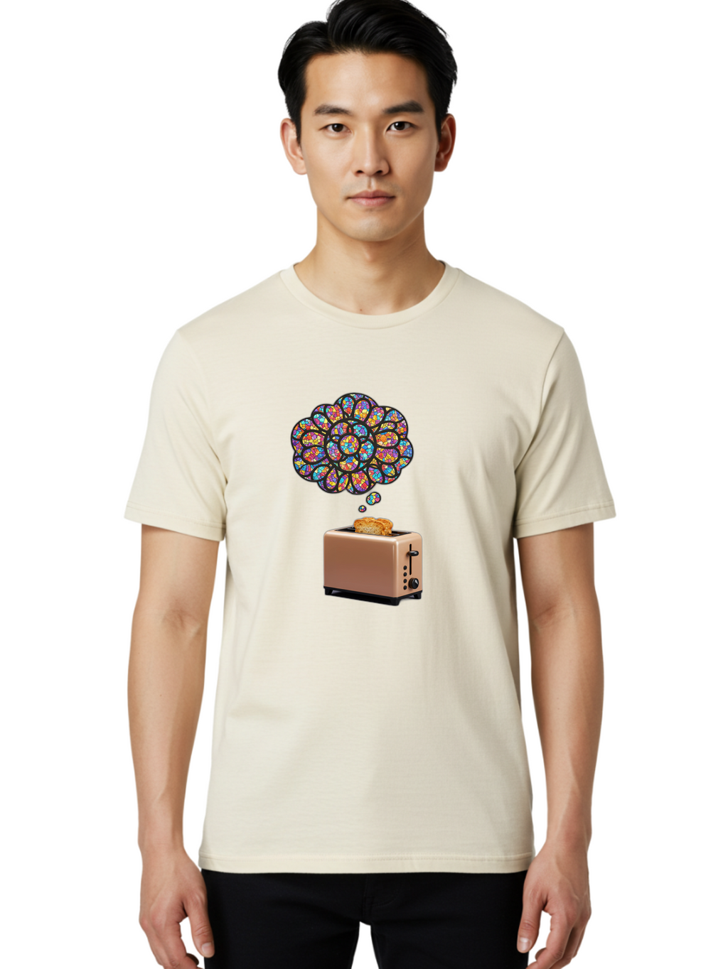 Toast-And-Thought-Bubble Men'S Graphic Tee, 100% Cotton, Comfortable Casual Summer Wear, Machine Washable, Vintage Camera, Old Camera, Antique Camera, Black Camera, Classic Photography, Photography Equipment, Nostalgic Device, Film Camera, Ban778