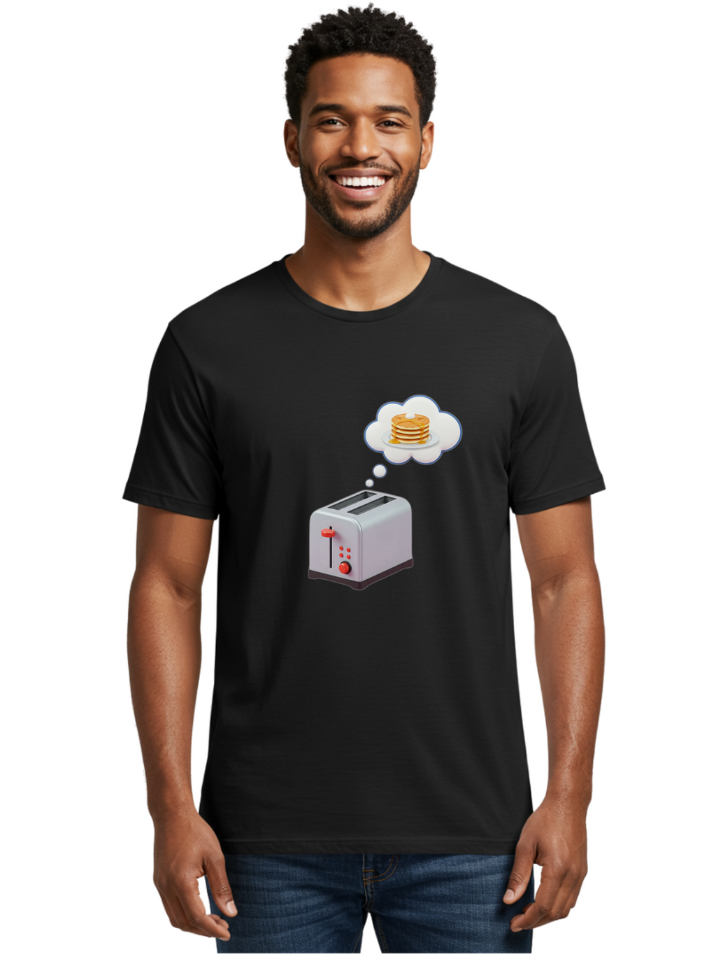 Toaster-Dreaming-Of-Pancakes Men'S Graphic Tee, 100% Cotton, Comfortable Casual Summer Wear, Machine Washable, Vintage Camera, Old Camera, Antique Camera, Black Camera, Classic Photography, Photography Equipment, Nostalgic Device, Film Camera, Ban781