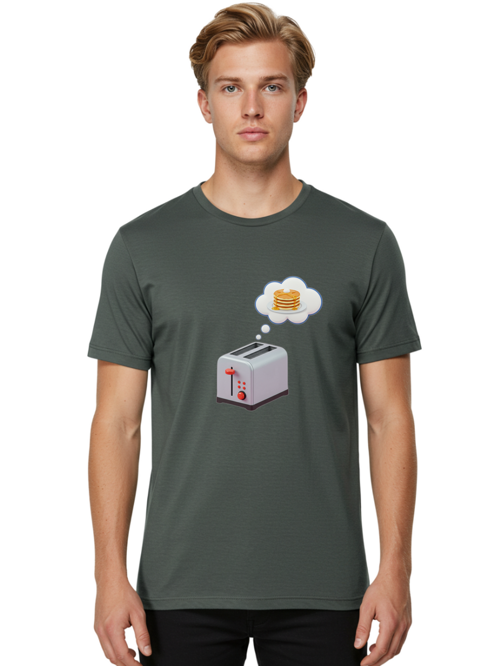 Toaster-Dreaming-Of-Pancakes Men'S Graphic Tee, 100% Cotton, Comfortable Casual Summer Wear, Machine Washable, Vintage Camera, Old Camera, Antique Camera, Black Camera, Classic Photography, Photography Equipment, Nostalgic Device, Film Camera, Ban781