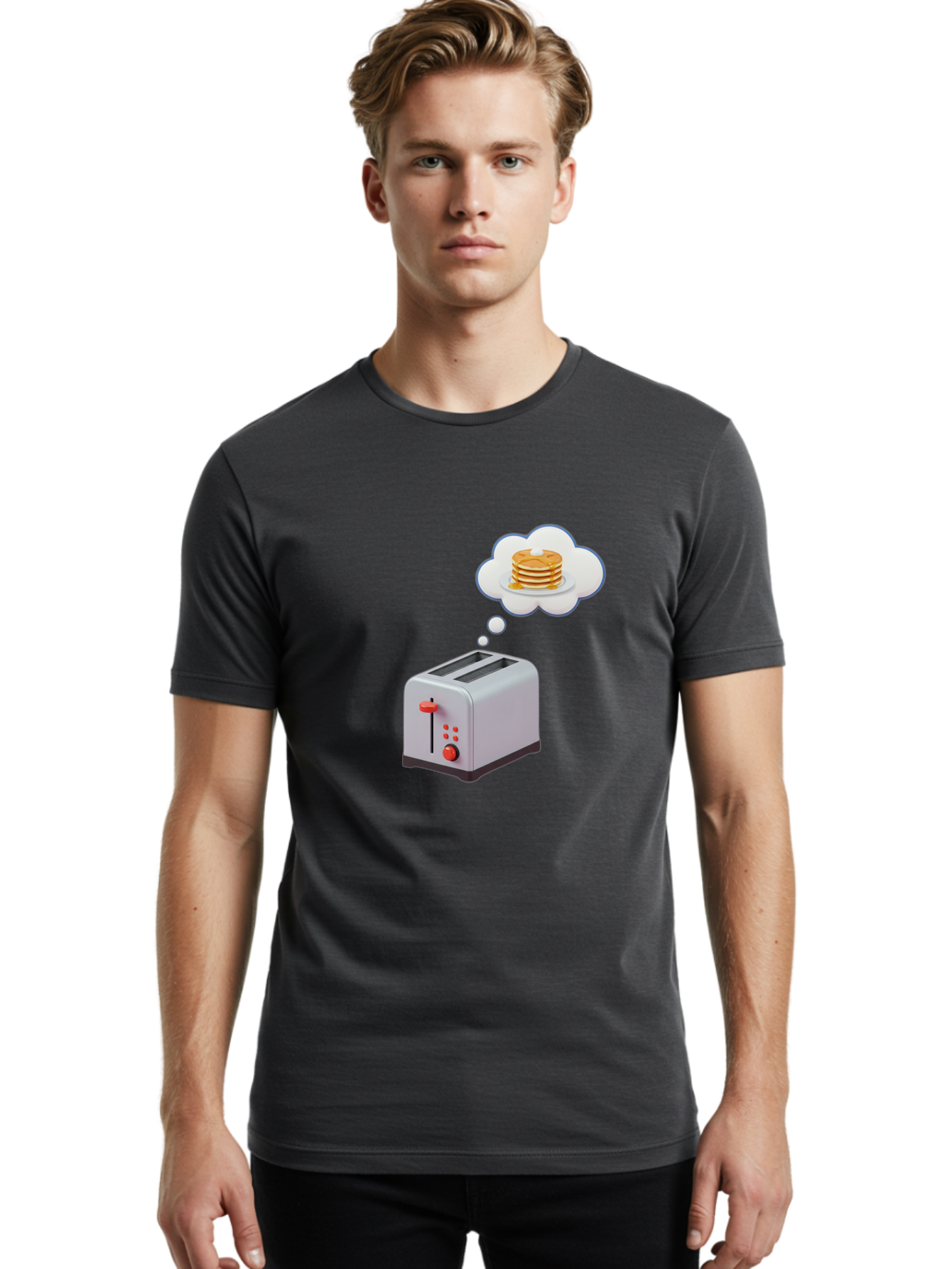 Toaster-Dreaming-Of-Pancakes Men'S Graphic Tee, 100% Cotton, Comfortable Casual Summer Wear, Machine Washable, Vintage Camera, Old Camera, Antique Camera, Black Camera, Classic Photography, Photography Equipment, Nostalgic Device, Film Camera, Ban781