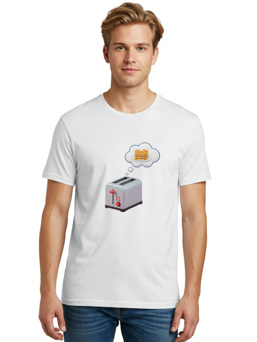 Toaster-Dreaming-Of-Pancakes Men'S Graphic Tee, 100% Cotton, Comfortable Casual Summer Wear, Machine Washable, Vintage Camera, Old Camera, Antique Camera, Black Camera, Classic Photography, Photography Equipment, Nostalgic Device, Film Camera, Ban781