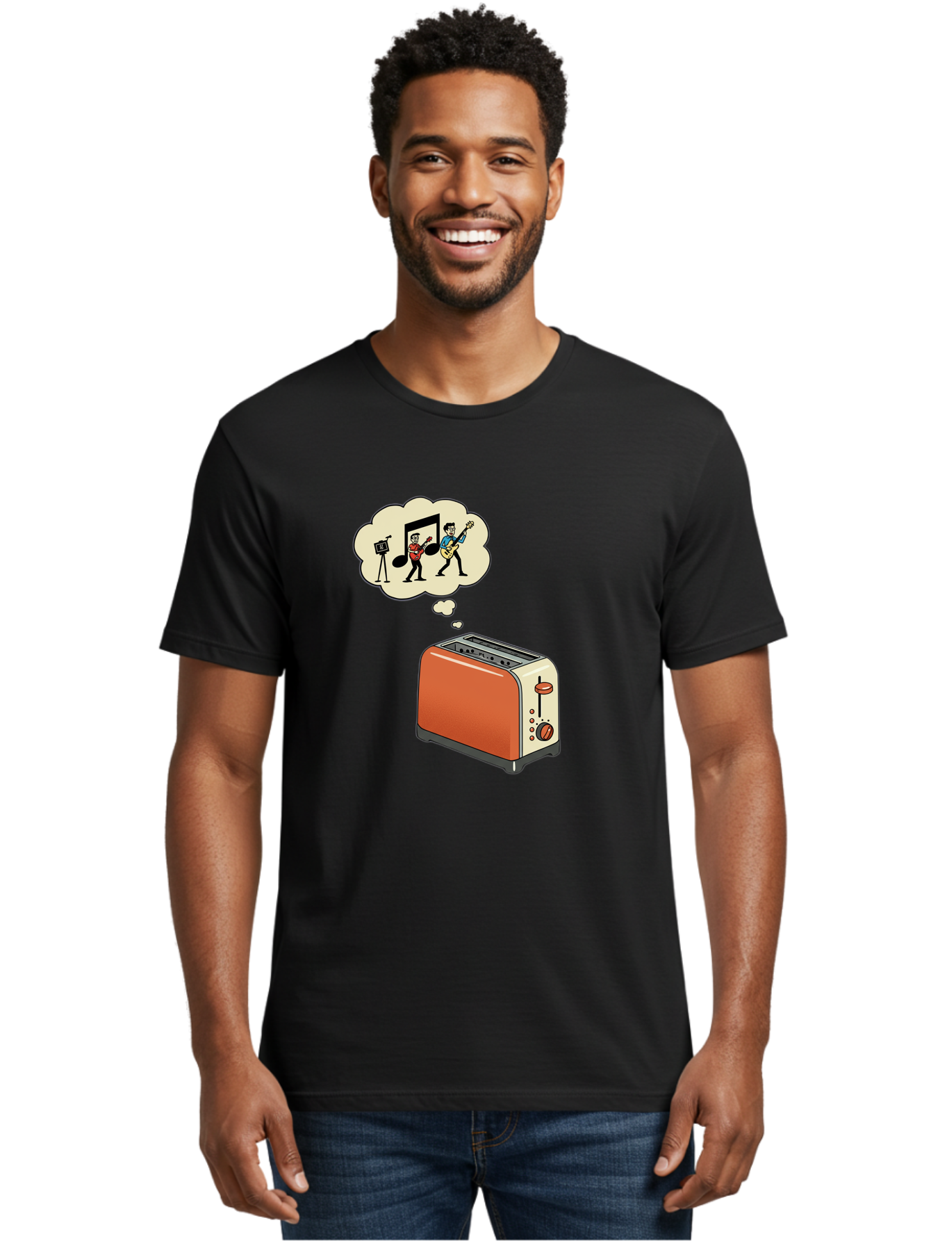 Toaster-Dreams-Of-Music Men'S Graphic Tee, 100% Cotton, Comfortable Casual Summer Wear, Machine Washable, Vintage Camera, Old Camera, Antique Camera, Black Camera, Classic Photography, Photography Equipment, Nostalgic Device, Film Camera, Ban782