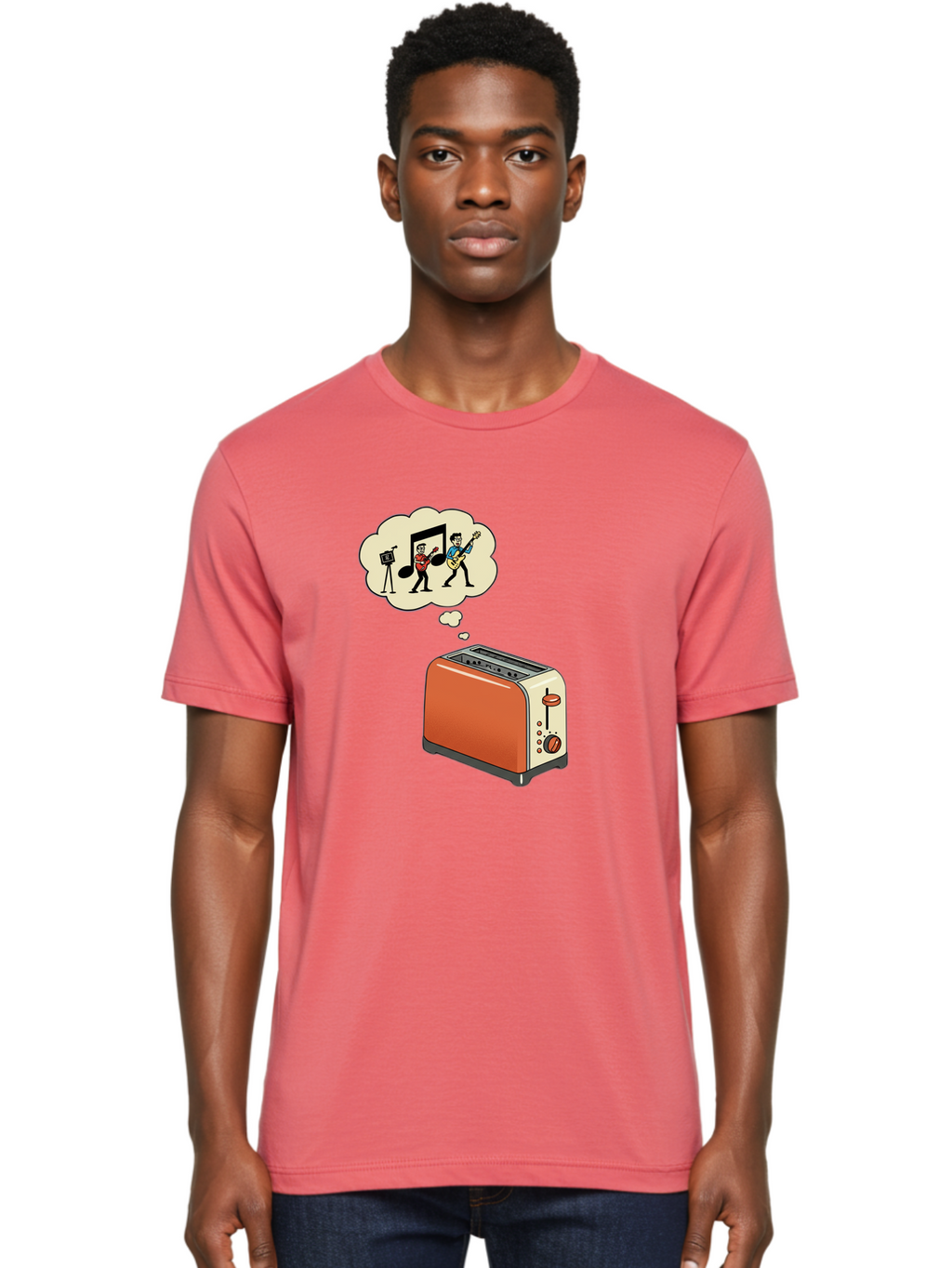 Toaster-Dreams-Of-Music Men'S Graphic Tee, 100% Cotton, Comfortable Casual Summer Wear, Machine Washable, Vintage Camera, Old Camera, Antique Camera, Black Camera, Classic Photography, Photography Equipment, Nostalgic Device, Film Camera, Ban782