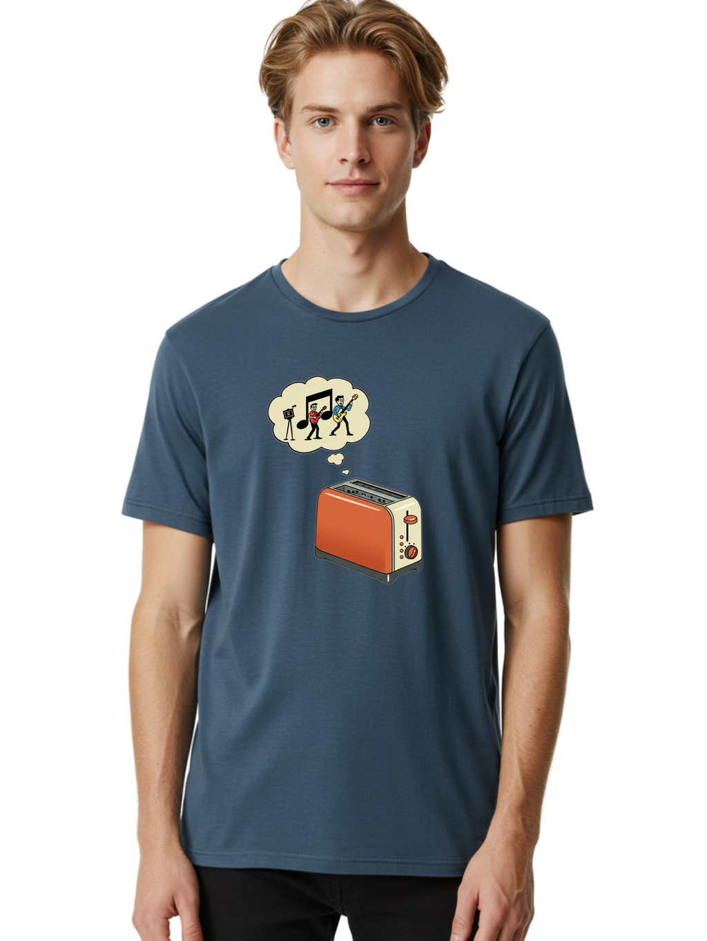 Toaster-Dreams-Of-Music Men'S Graphic Tee, 100% Cotton, Comfortable Casual Summer Wear, Machine Washable, Vintage Camera, Old Camera, Antique Camera, Black Camera, Classic Photography, Photography Equipment, Nostalgic Device, Film Camera, Ban782