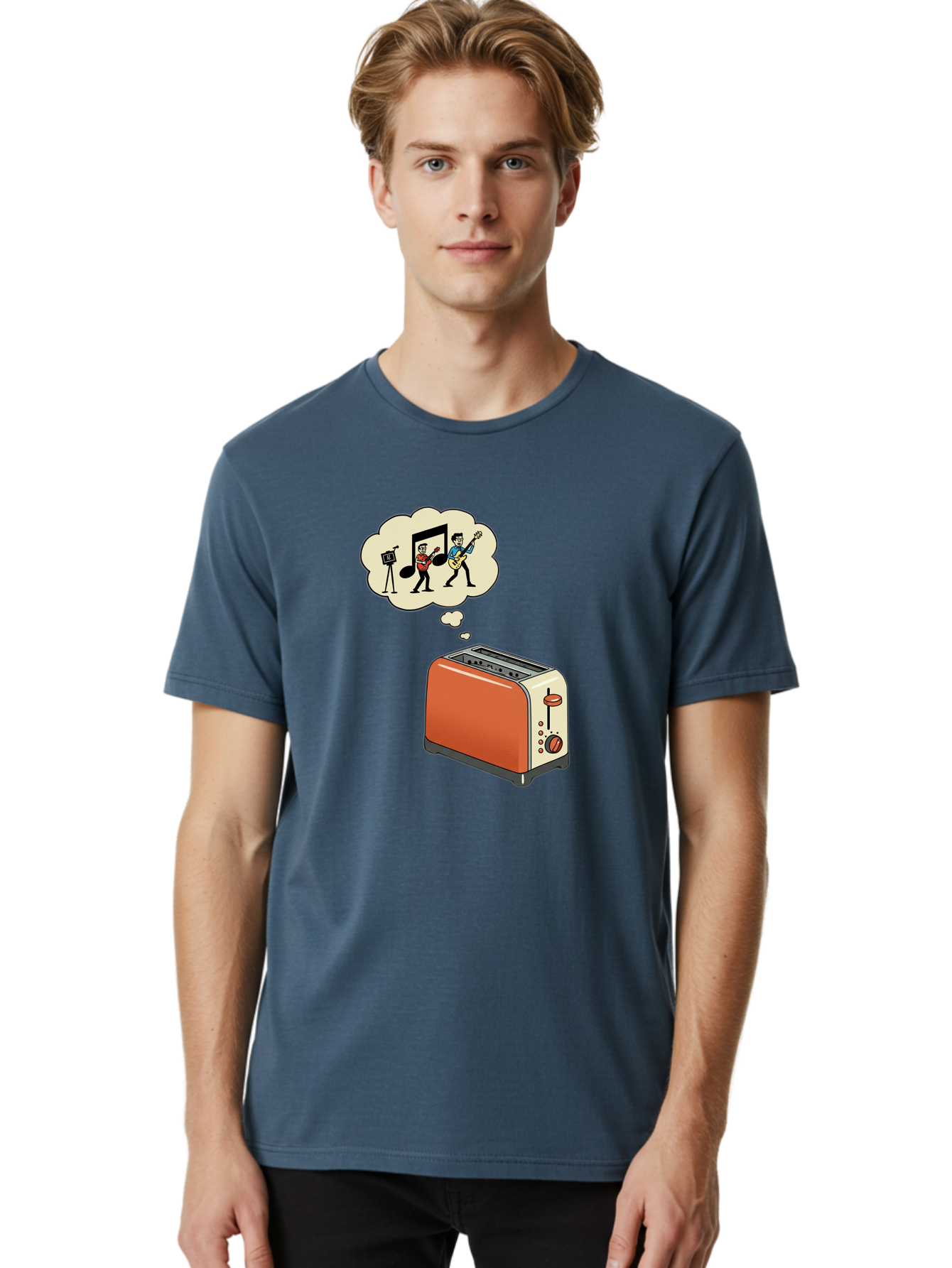 Toaster-Dreams-Of-Music Men'S Graphic Tee, 100% Cotton, Comfortable Casual Summer Wear, Machine Washable, Vintage Camera, Old Camera, Antique Camera, Black Camera, Classic Photography, Photography Equipment, Nostalgic Device, Film Camera, Ban782