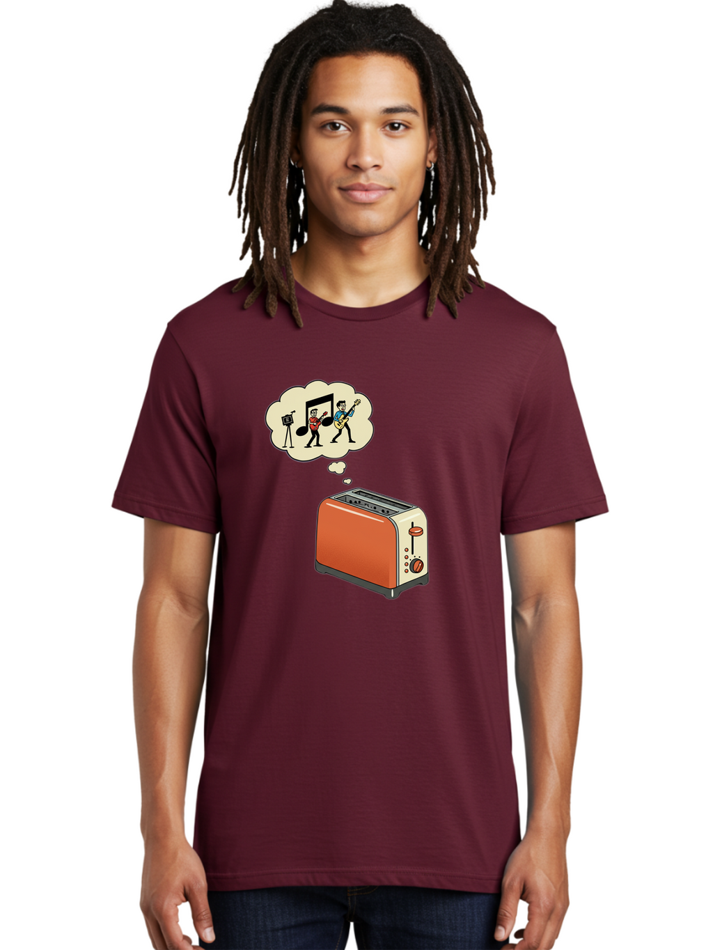 Toaster-Dreams-Of-Music Men'S Graphic Tee, 100% Cotton, Comfortable Casual Summer Wear, Machine Washable, Vintage Camera, Old Camera, Antique Camera, Black Camera, Classic Photography, Photography Equipment, Nostalgic Device, Film Camera, Ban782