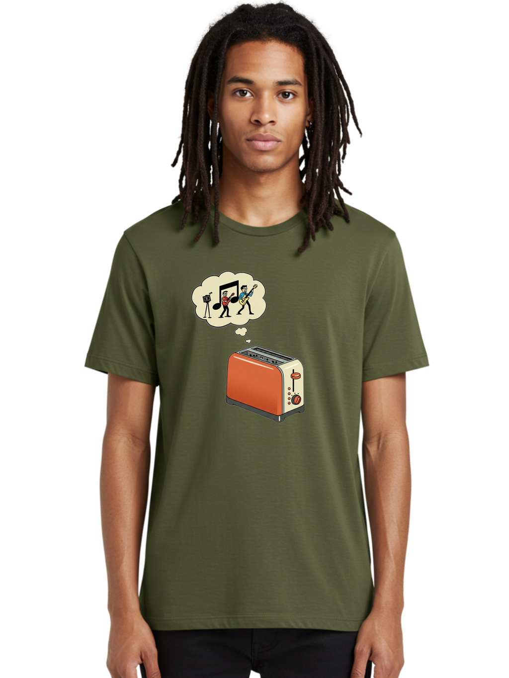 Toaster-Dreams-Of-Music Men'S Graphic Tee, 100% Cotton, Comfortable Casual Summer Wear, Machine Washable, Vintage Camera, Old Camera, Antique Camera, Black Camera, Classic Photography, Photography Equipment, Nostalgic Device, Film Camera, Ban782