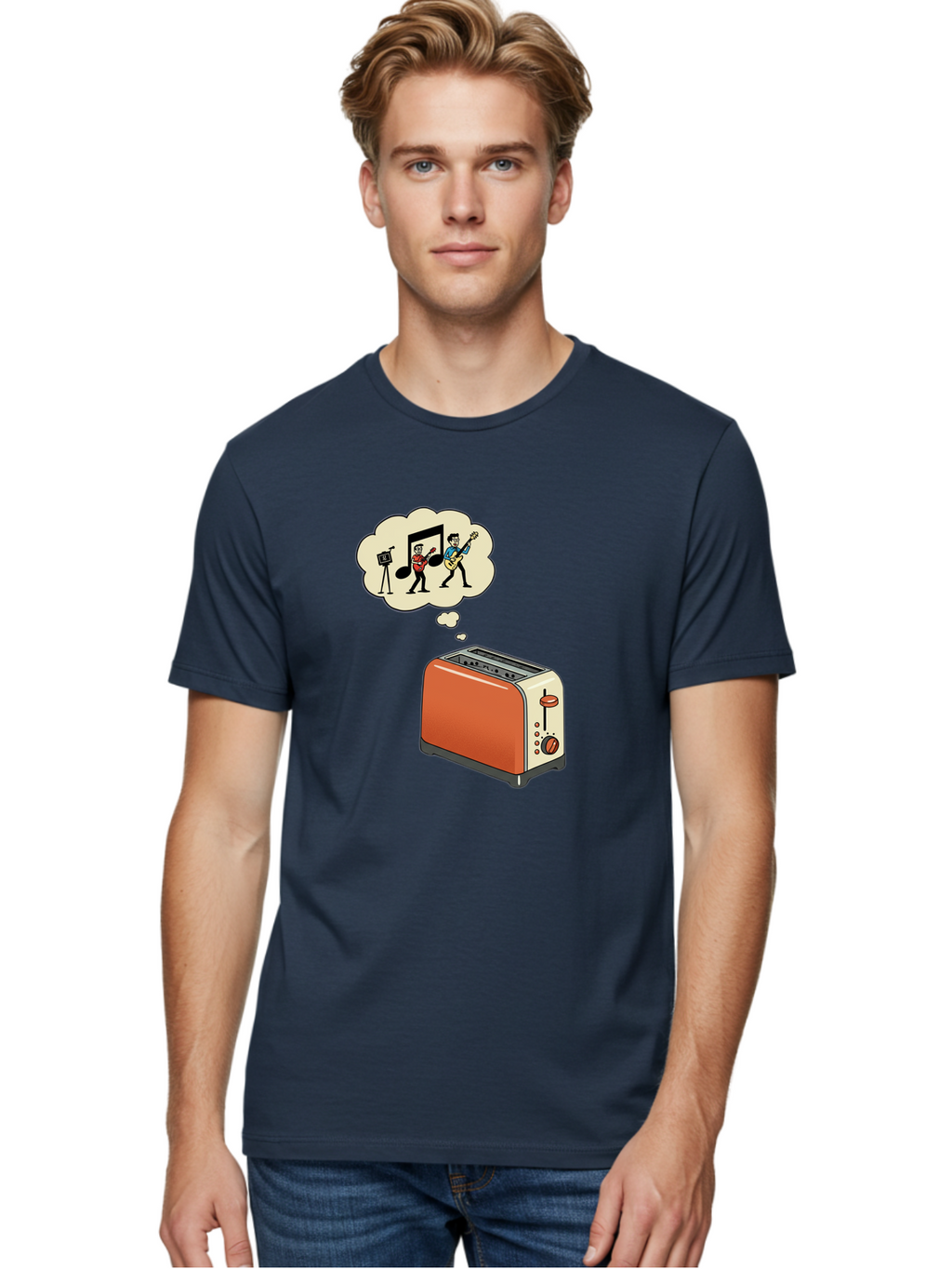 Toaster-Dreams-Of-Music Men'S Graphic Tee, 100% Cotton, Comfortable Casual Summer Wear, Machine Washable, Vintage Camera, Old Camera, Antique Camera, Black Camera, Classic Photography, Photography Equipment, Nostalgic Device, Film Camera, Ban782